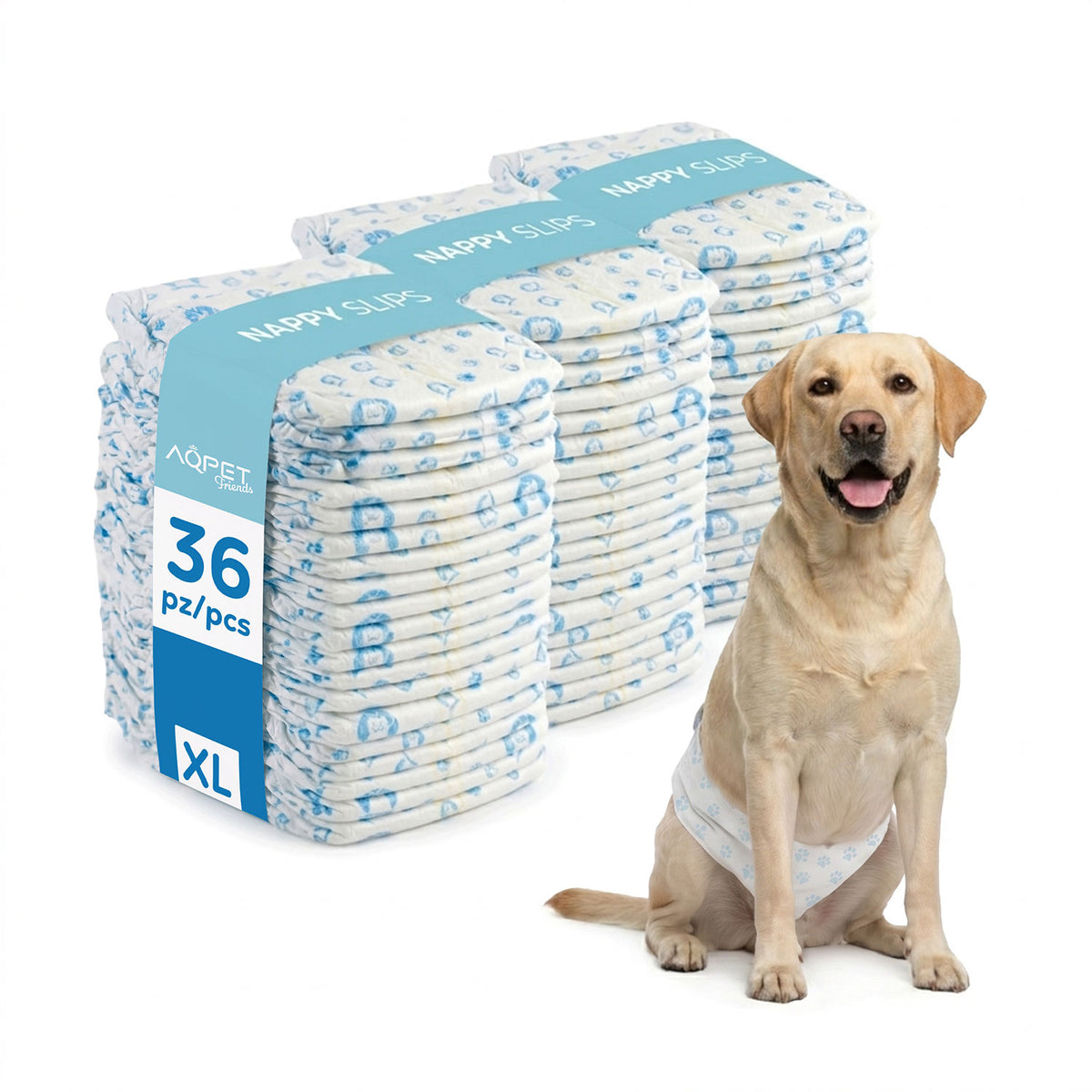 AQPET FRIENDS Nappy Slips Pañales de banda para perros machos 36 unidades Absorbentes Higiene diaria