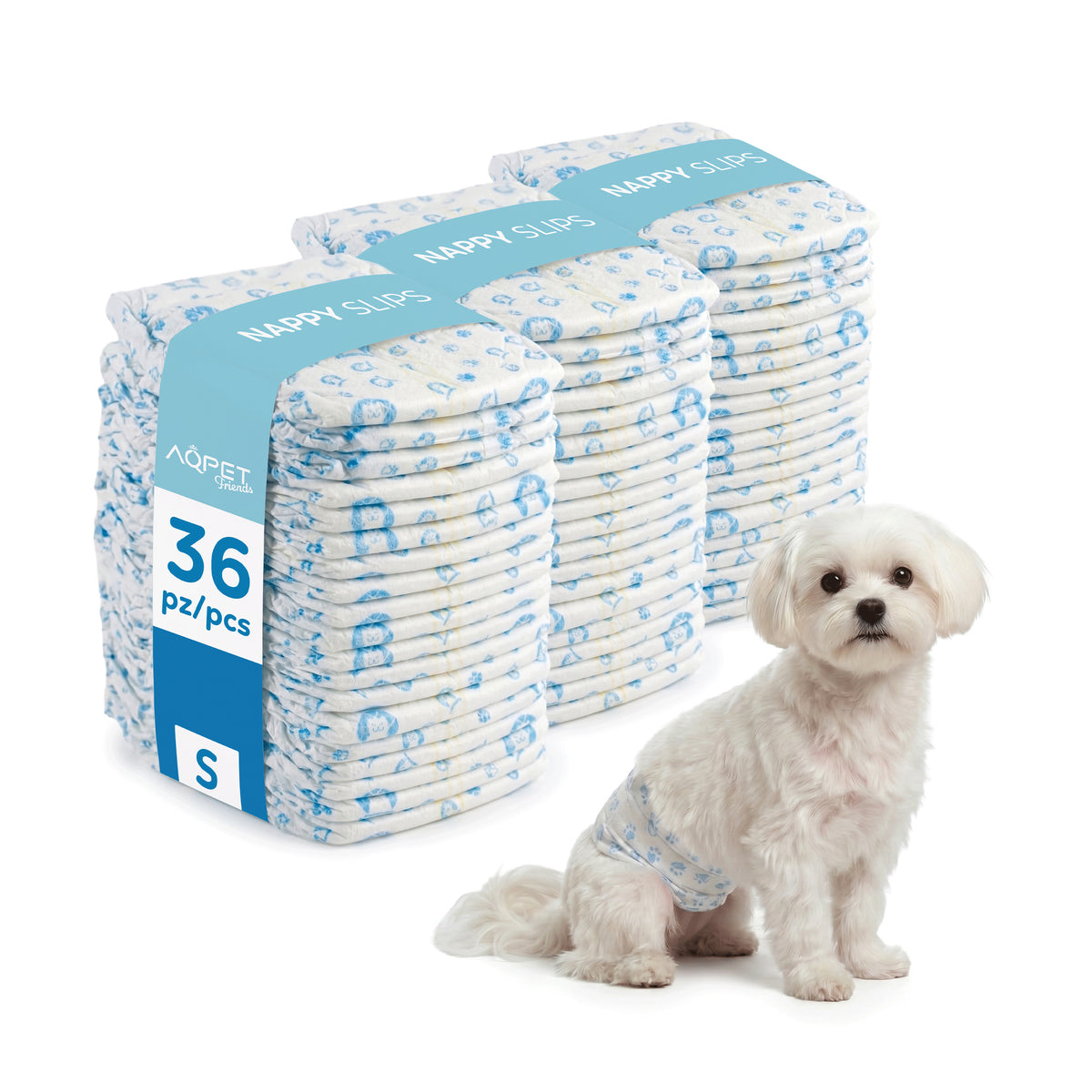 AQPET FRIENDS Nappy Slips Pañales de banda para perros machos 36 unidades Absorbentes Higiene diaria