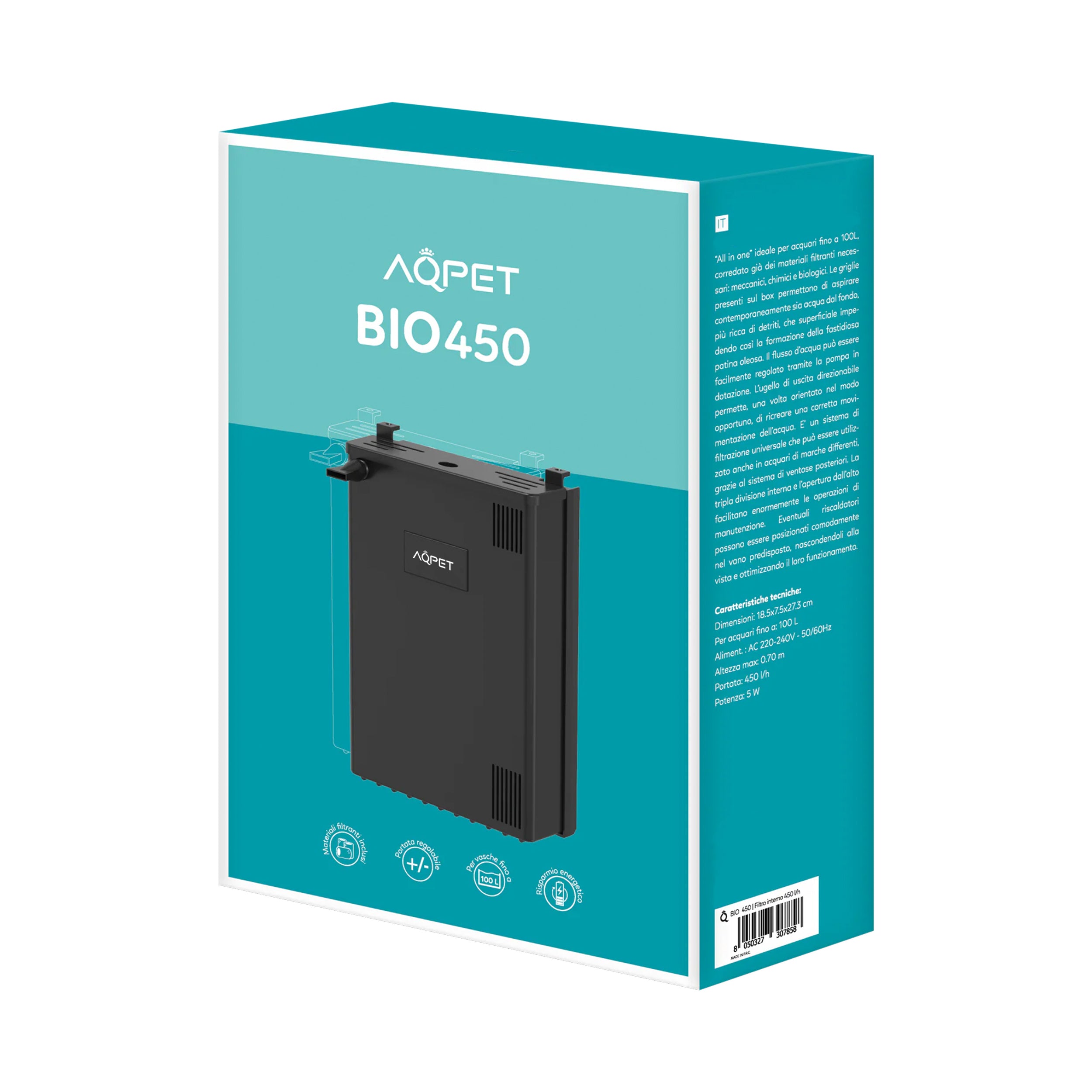 AQPET BIO 450 LT/H FILTRO INTERNO COMPLETO UNIVERSALE- 100 LT