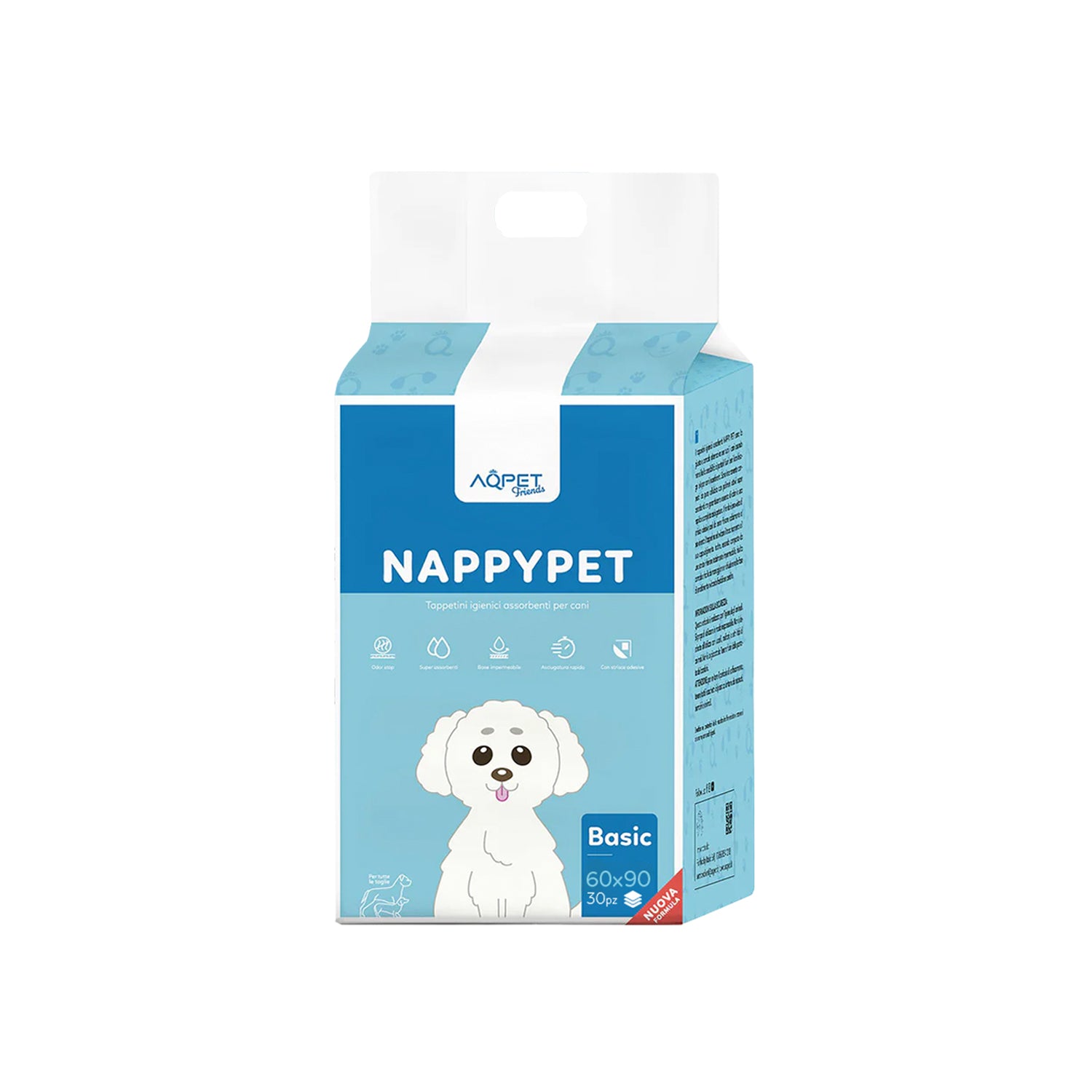 AQPET FRIENDS Tappetini Igienici Basic Misura 30 Pz Per Cani Ultra Assorbenti Antiodore Impermeabili Addestramento Cuccioli Igiene Casa Igiene Quotidiana