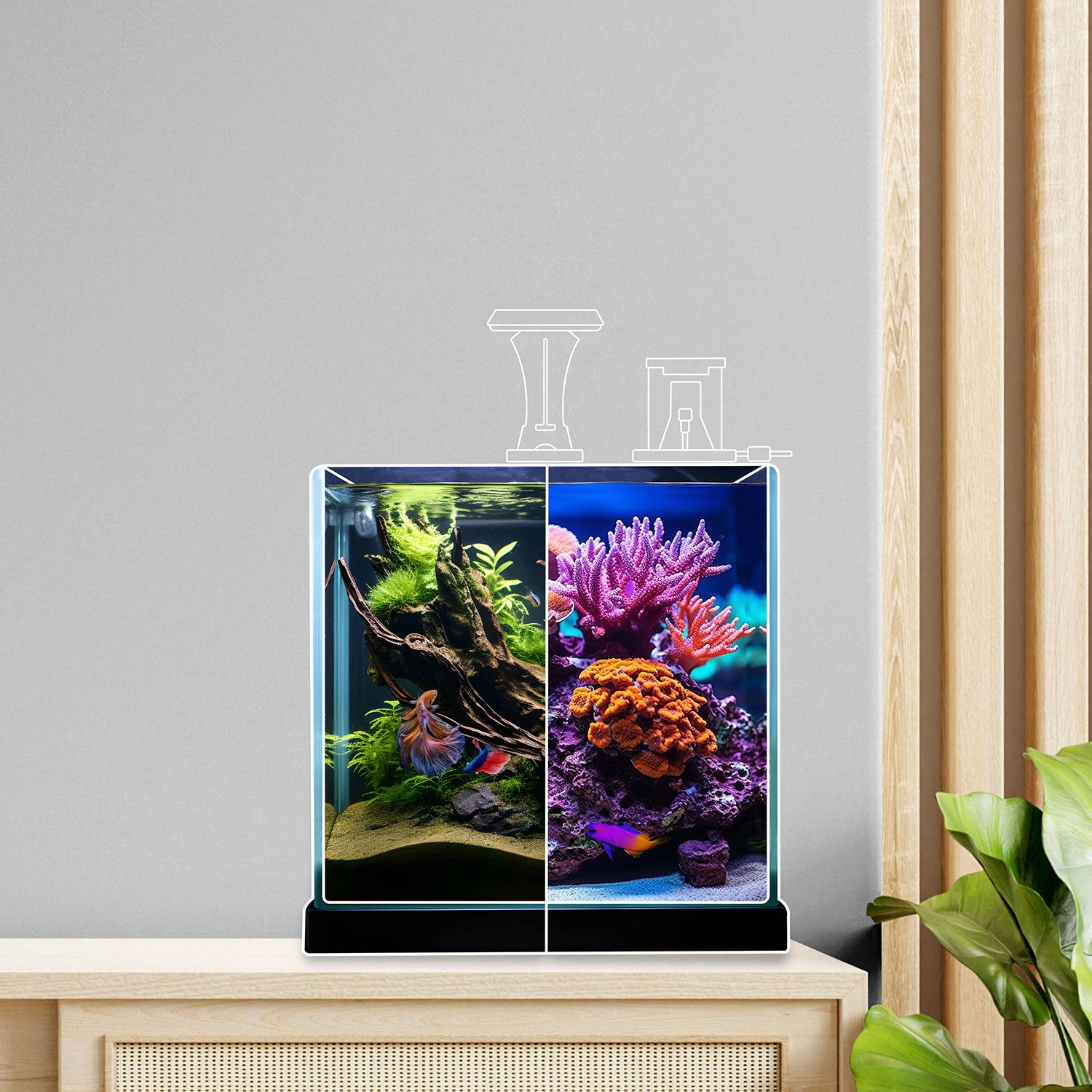 AQPET GLASS AQUARIUM QUBE 25 COMPLETE SET LIGHT + PUMP + FILTER MATERIALS