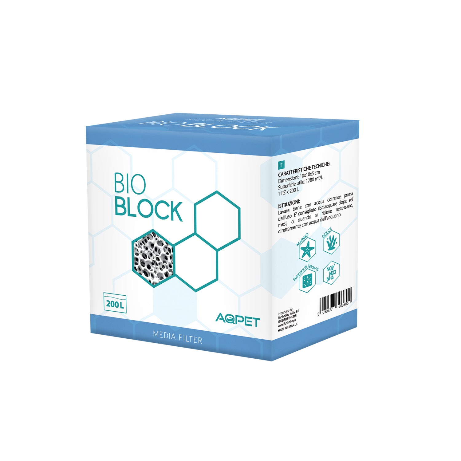 AQPET MATERIALE FILTRANTE MATTONE BIO BLOCK 10X10X5CM