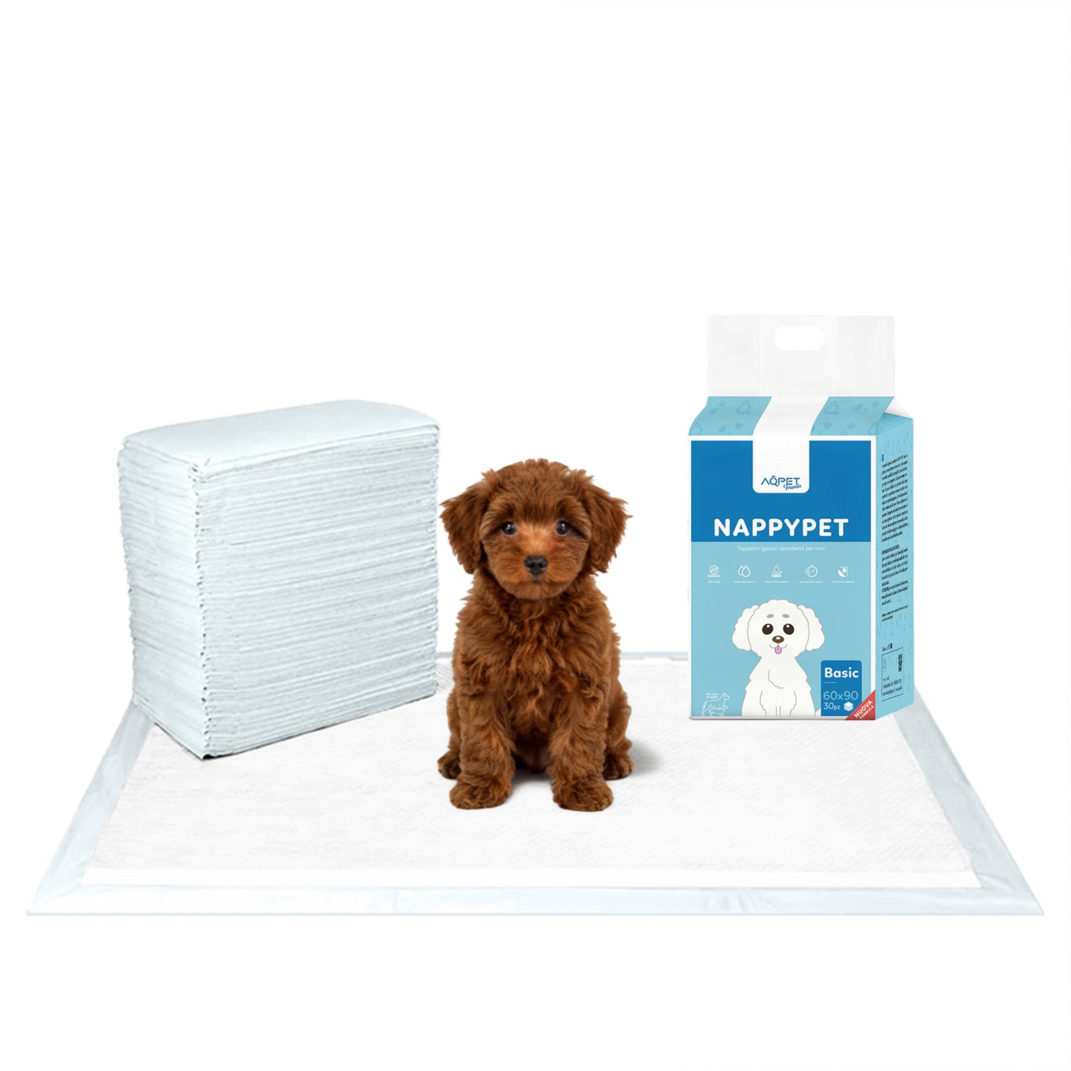 AQPET FRIENDS Tappetini Igienici Basic Misura 30 Pz Per Cani Ultra Assorbenti Antiodore Impermeabili Addestramento Cuccioli Igiene Casa Igiene Quotidiana
