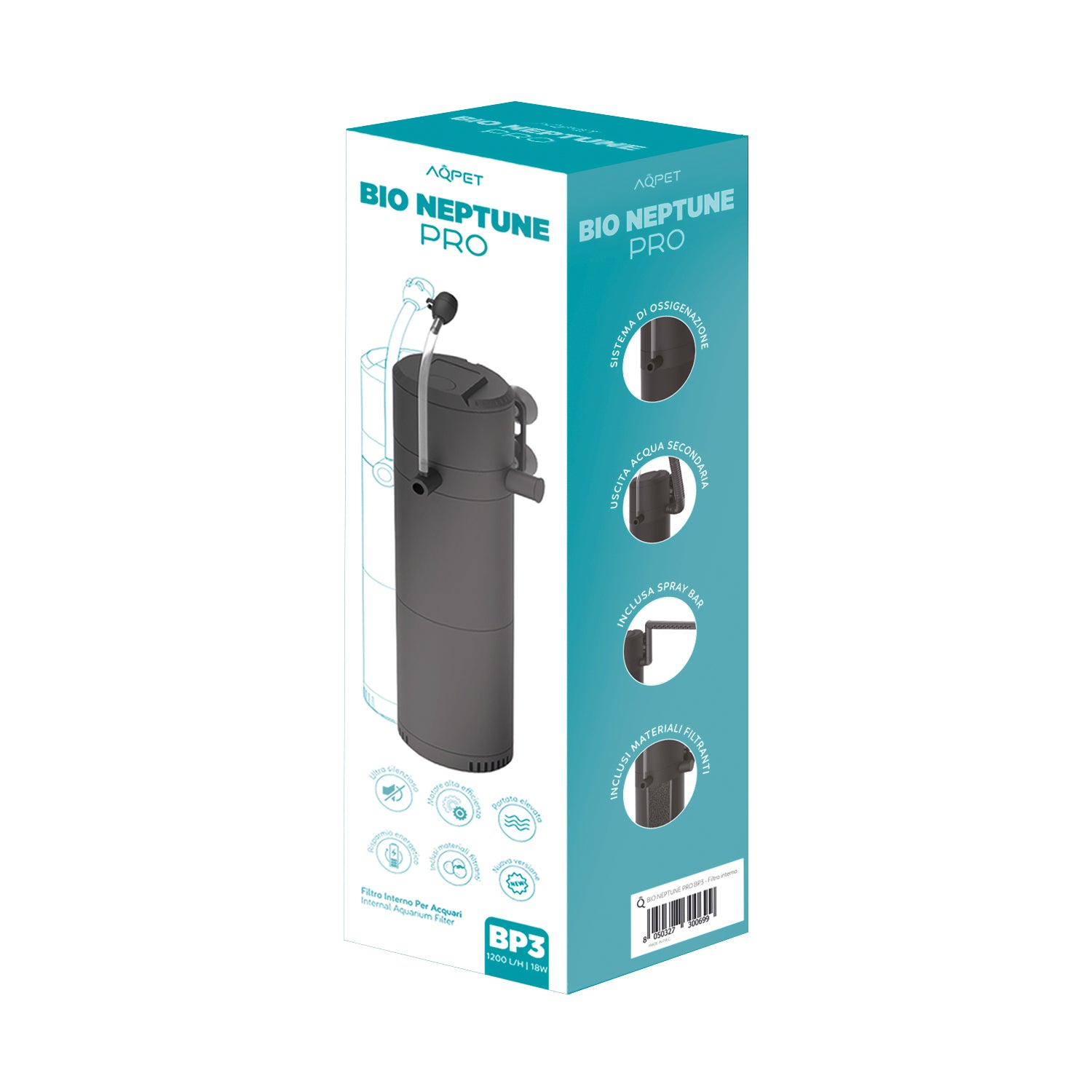 AQPET BIONEPTUNE PRO FILTRO INTERNO - C/MATERIALI FILTRANTI (ESC. TUBO E SPRAY BAR)