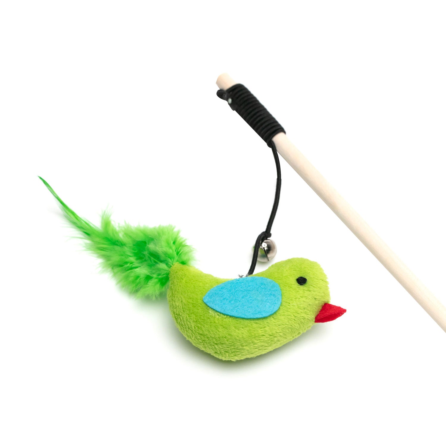 AQPET FRIENDS CAT TOY BASTONCINO CON PAPPAGALLO DI STOFFA E CAMPANELLINO - 40 CM