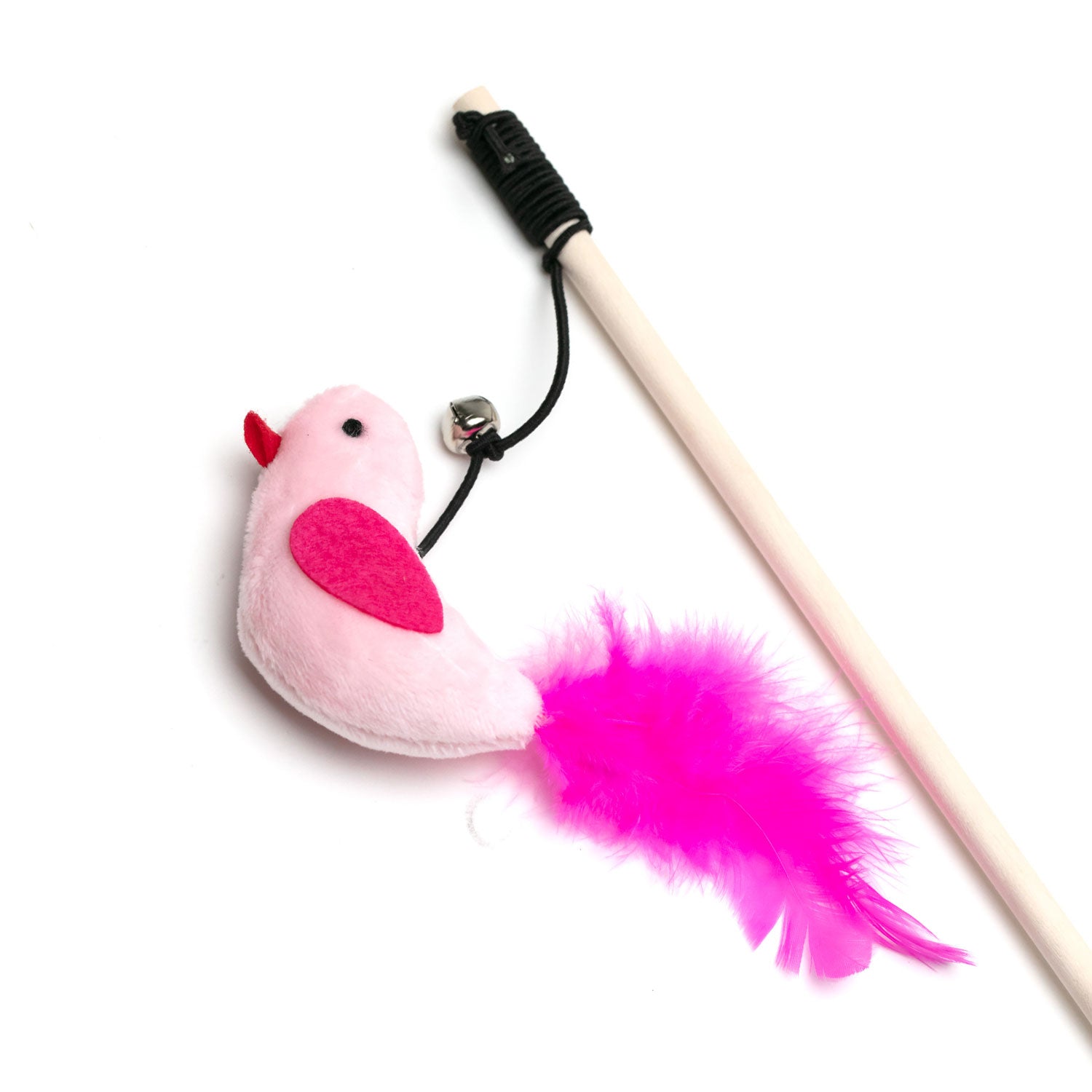 AQPET FRIENDS CAT TOY BASTONCINO CON PAPPAGALLO DI STOFFA E CAMPANELLINO - 40 CM