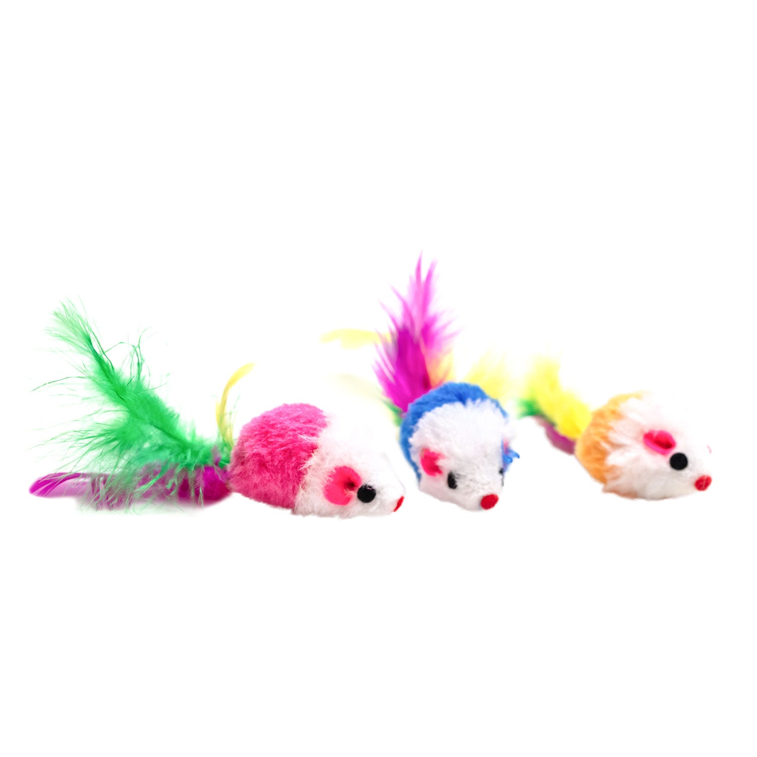 AQPET FRIENDS CAT TOY TOPOLINO COLORATO CON PIUME E SONAGLIO - 8 CM
