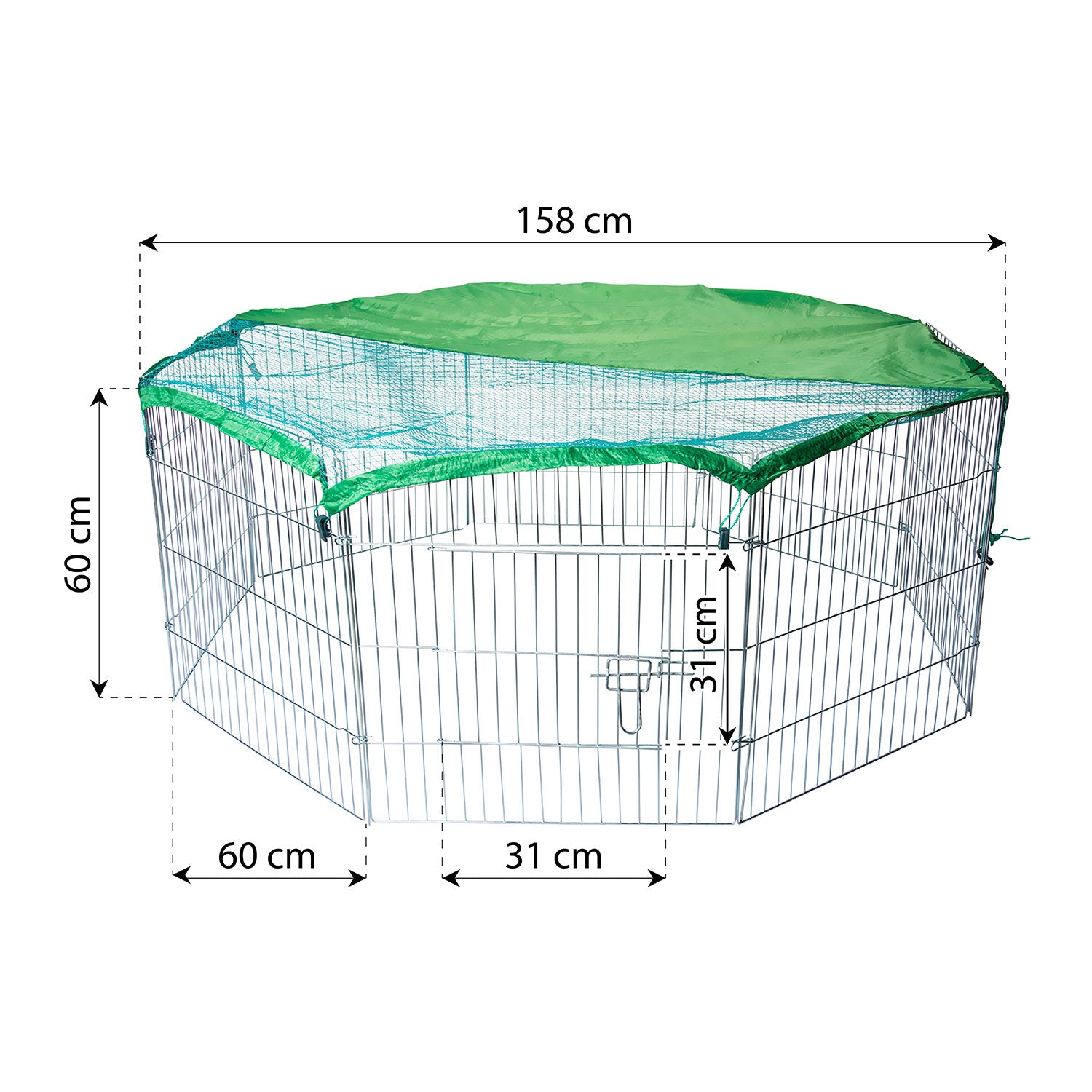 AQPET FRIENDS RECINTO BOX IN FERRO 60X60 CON RETE PARASOLE CM 8 PEZZI