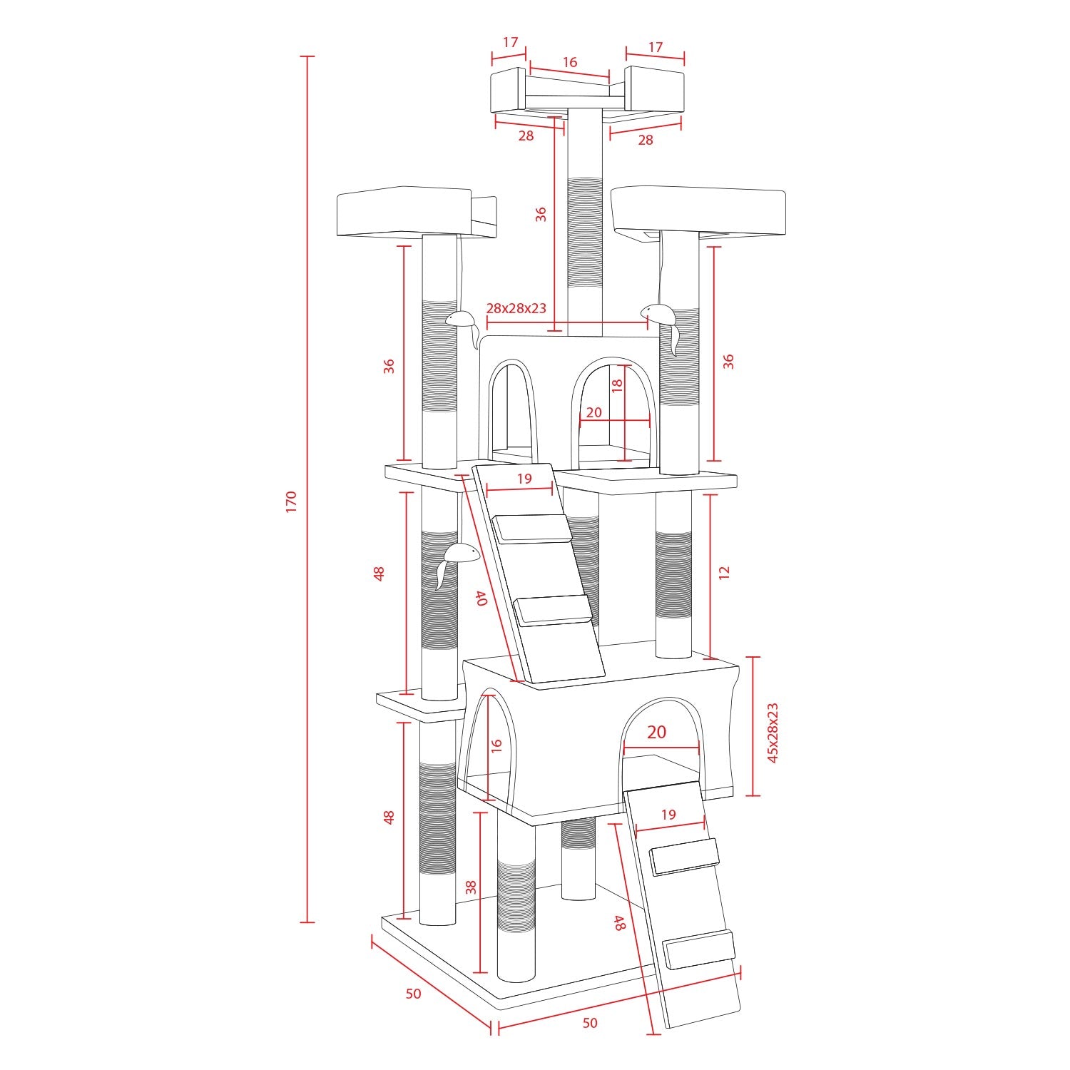 AQPET FRIENDS MANHATTAN SISAL SCRATCHING POST 170 CM