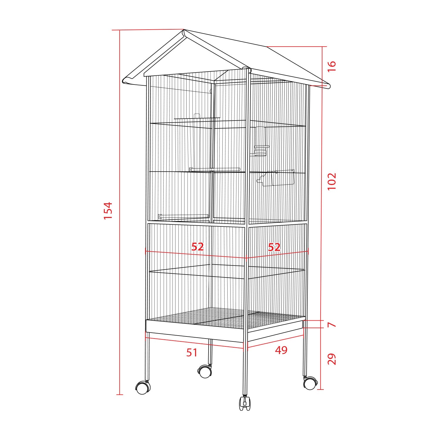 AQPET FRIENDS VOLIERA CON TETTO PARAPIOGGIA 162X52X52CM