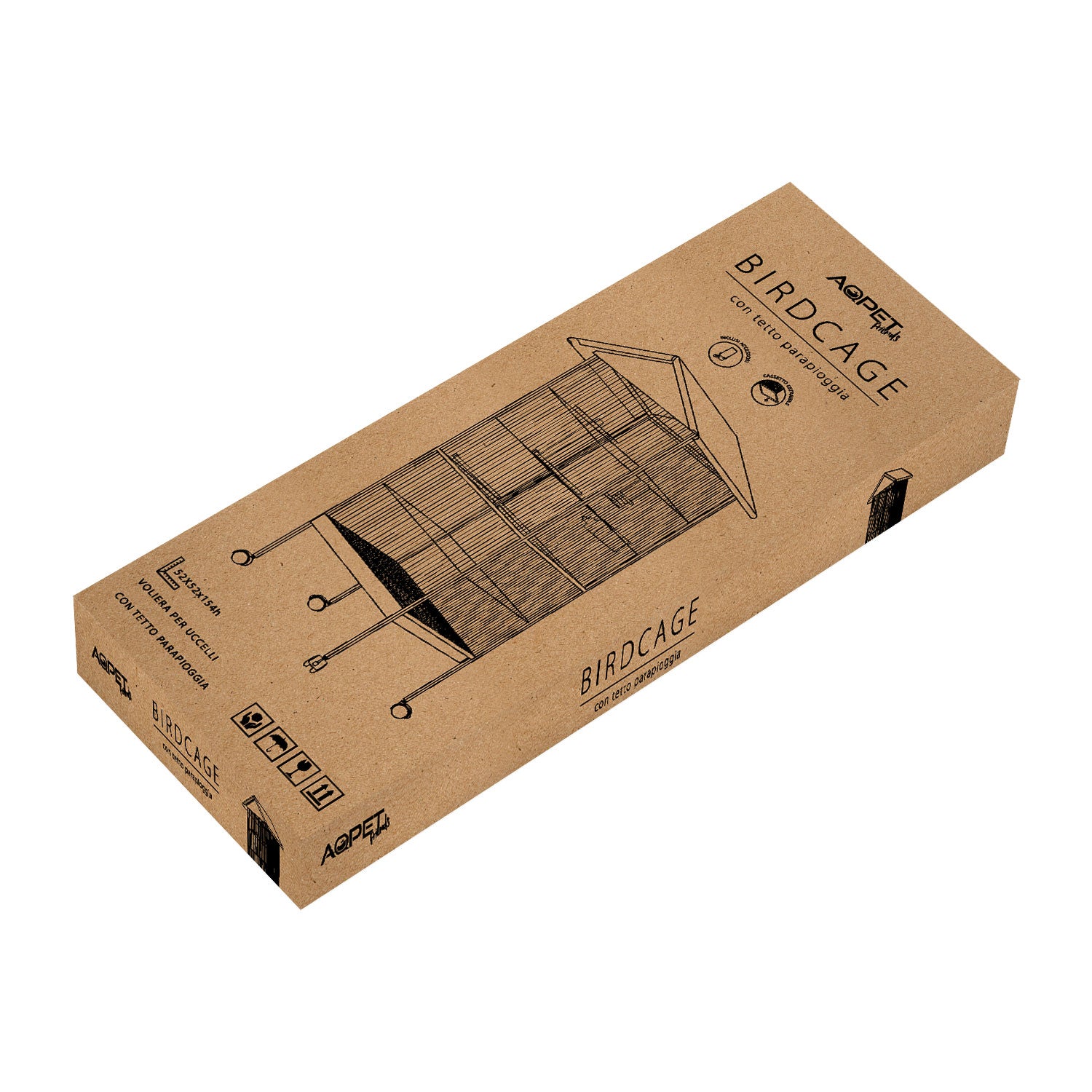 AQPET FRIENDS VOLIERA CON TETTO PARAPIOGGIA 162X52X52CM