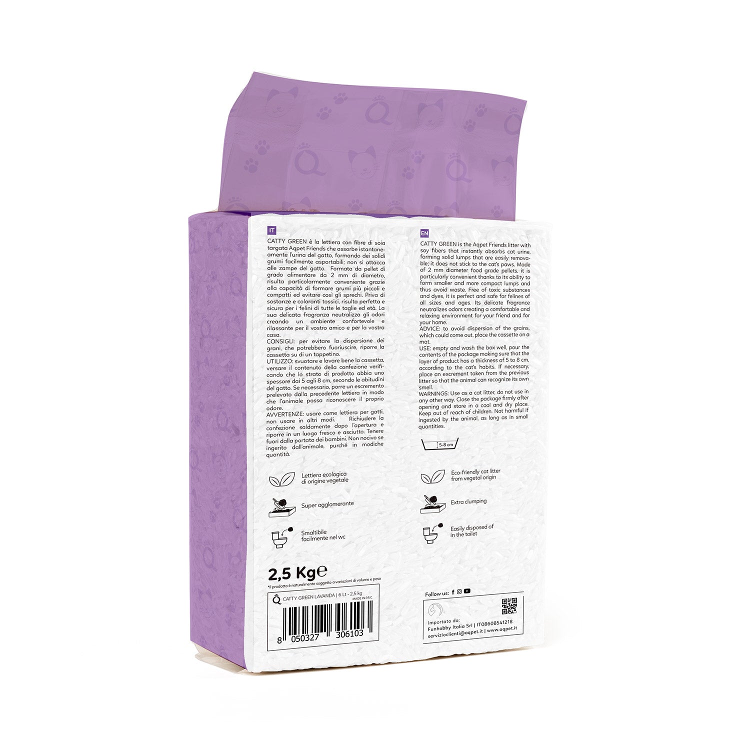 AQPET FRIENDS CATTY GREEN LETTIERA ALLA SOIA PROFUMAZIONE LAVANDA 6LT