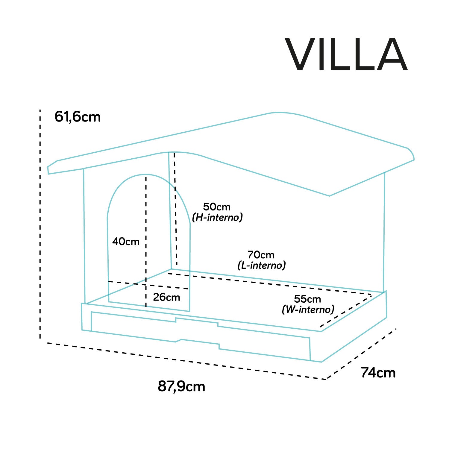 AQPET FRIENDS VILLA PLASTIC KENNEL - 87 X 74 X 61 H BROWN COLOR