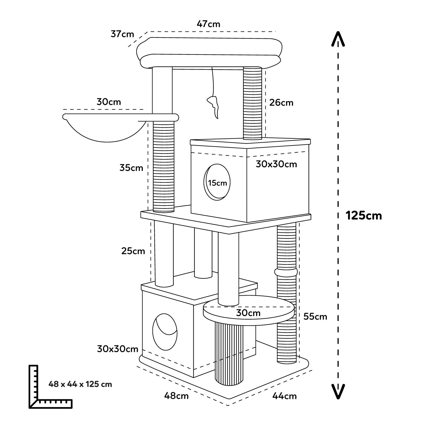 AQPET FRIENDS SCRATCHING POST LONDON 48X44X125 CM H