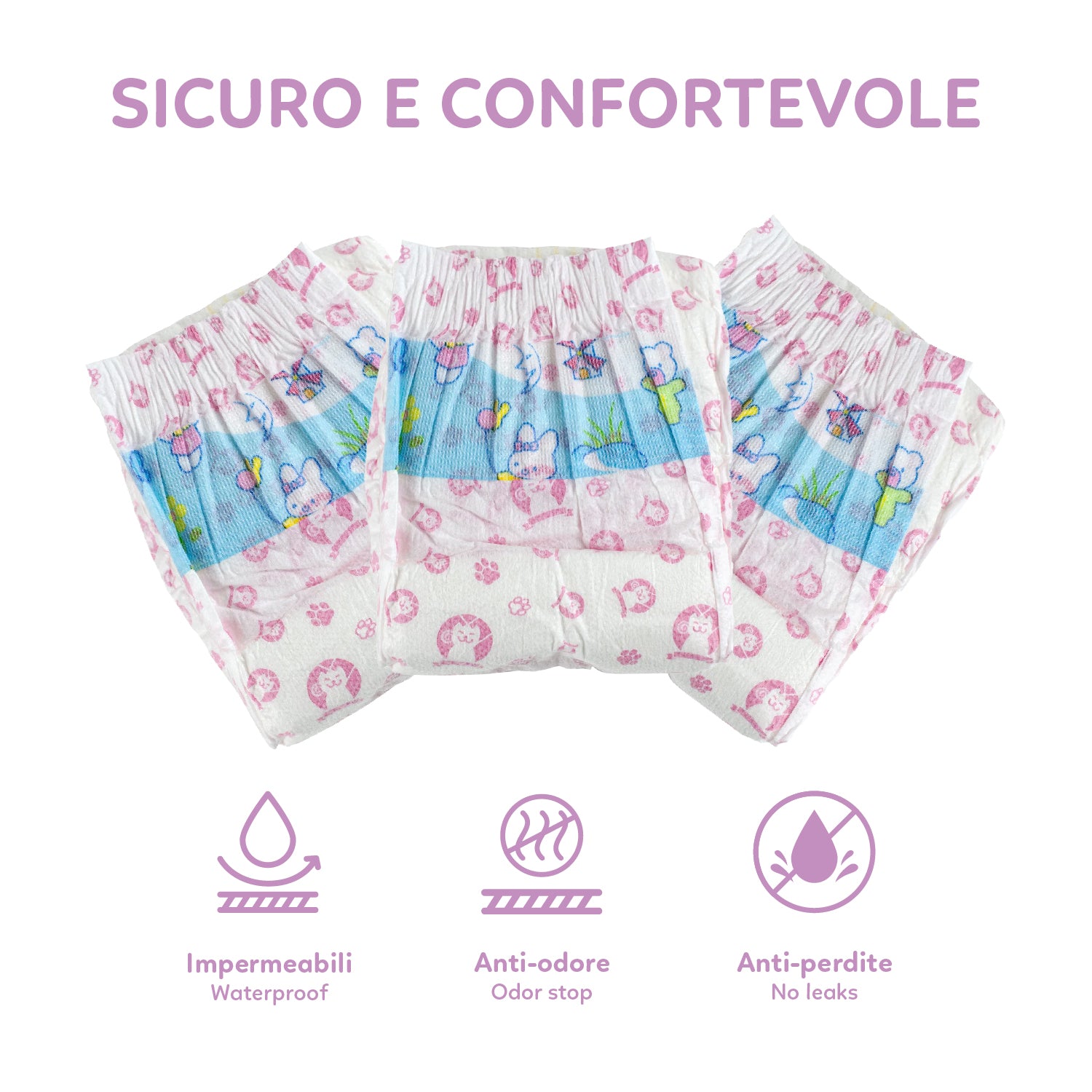 AQPET FRIENDS Nappy Panties Pannolini A Fascia Per Cani Femmina 30 Pezzi Assorbenti Igiene Quotidiana