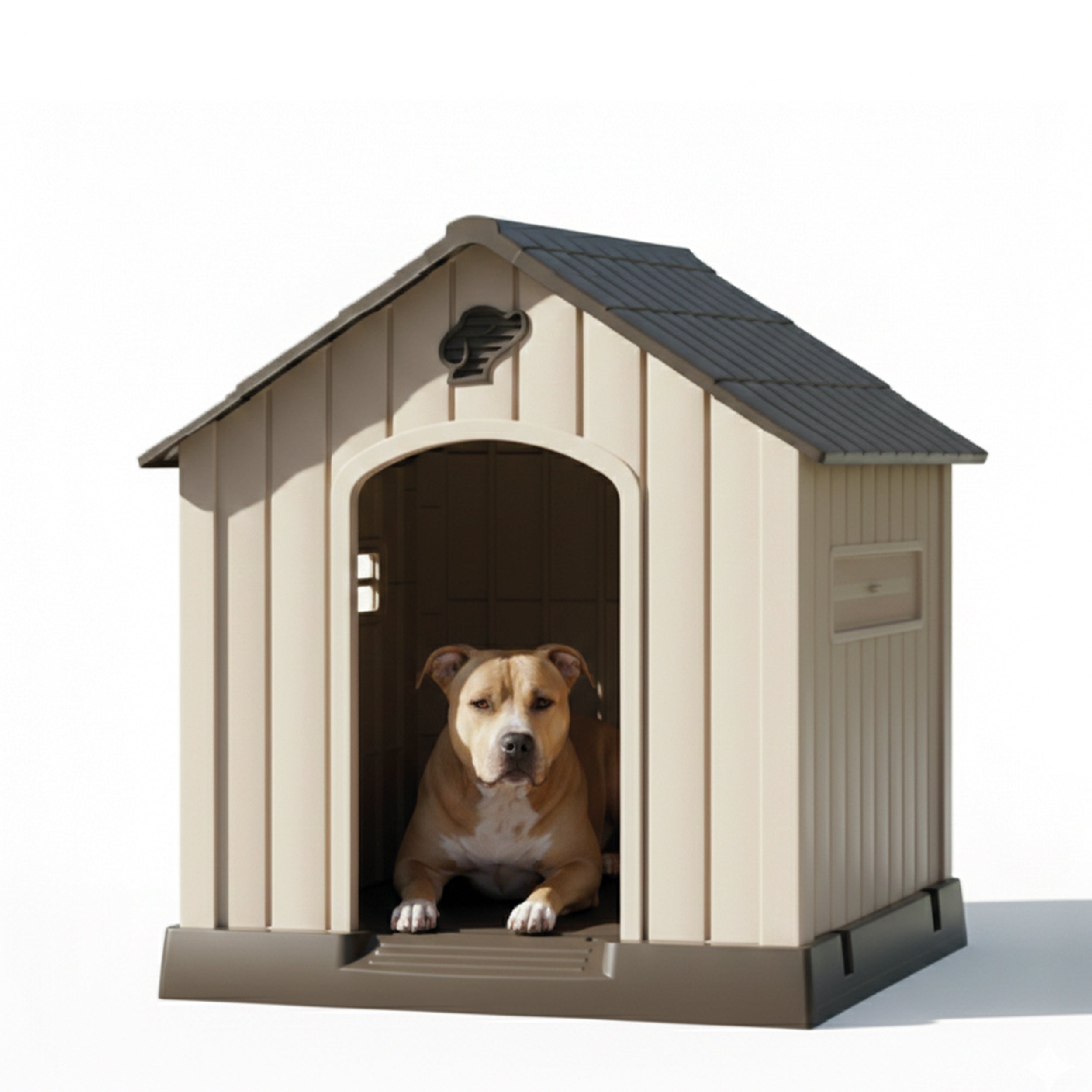 AQPET FRIENDS Cuccia per Cani in Plastica Impermeabile da Esterno e Interno – Casetta con Pavimento Rialzato e Sistema di Ventilazione – Rifugio Resistente
