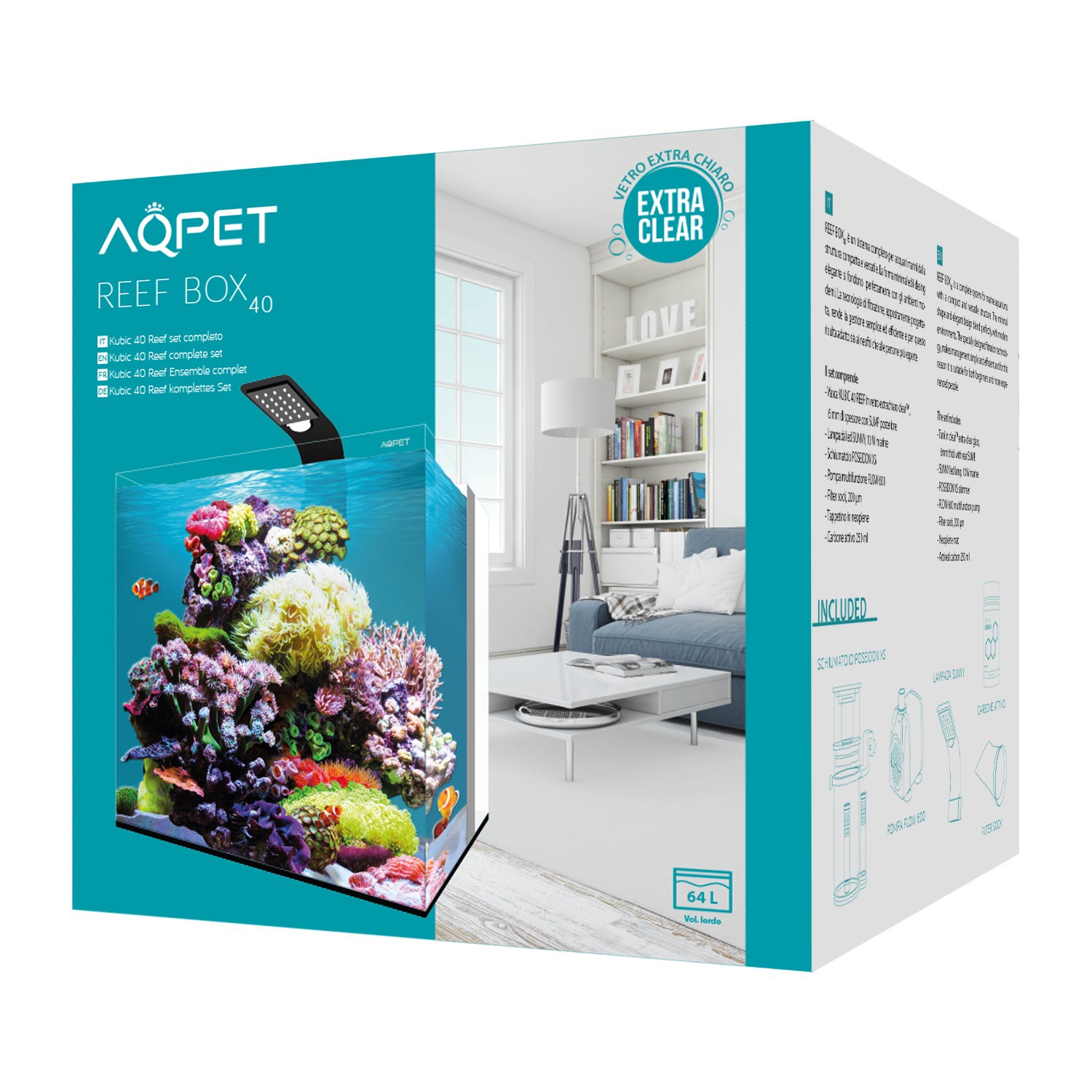 AQPET KUBIC **REEF BOX 40** ACQUARIO MARINO COMPLETO