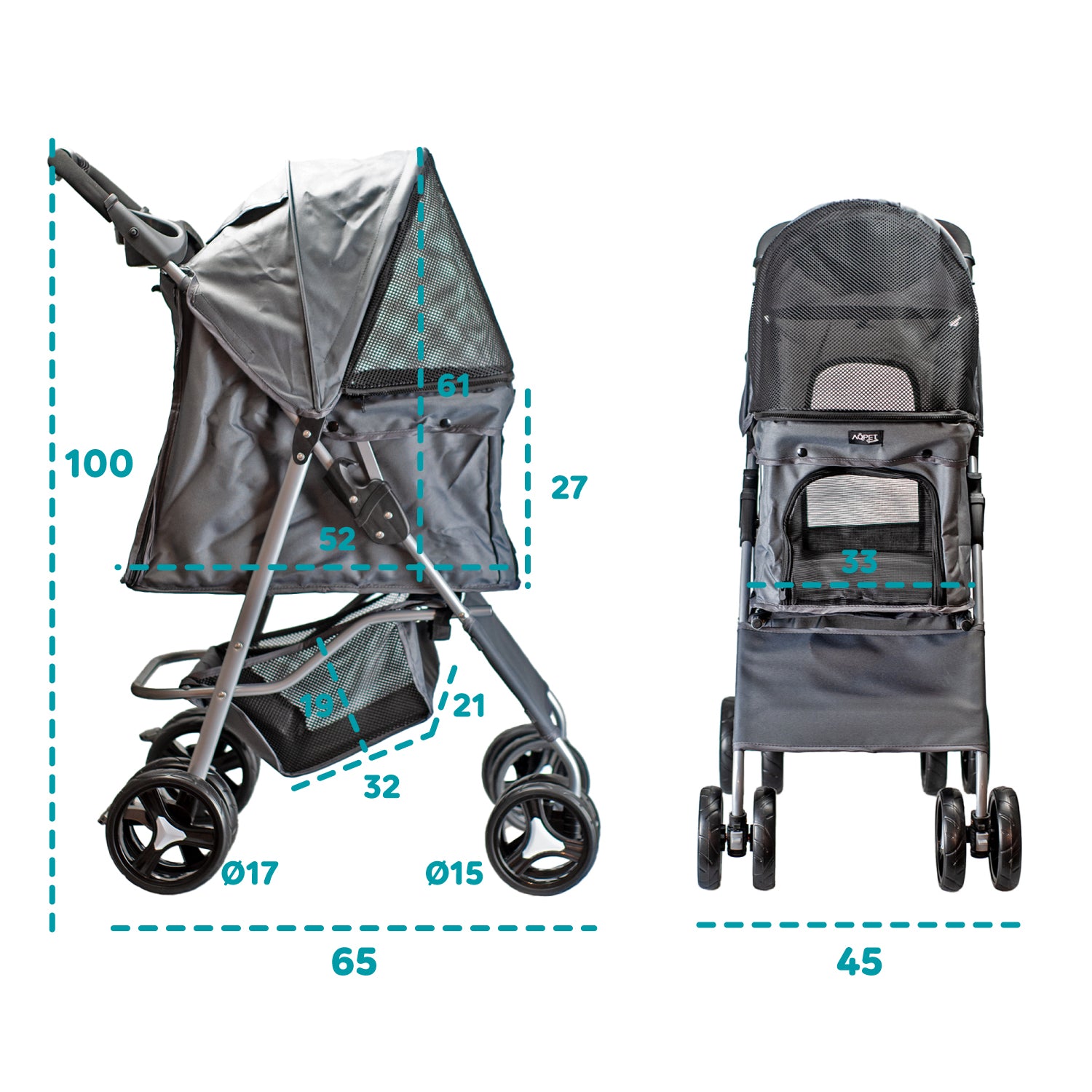 AQPET FRIENDS COMFORTABLE AND PRACTICAL STROLLER FOR MEDIUM/SMALL SIZE DOGS