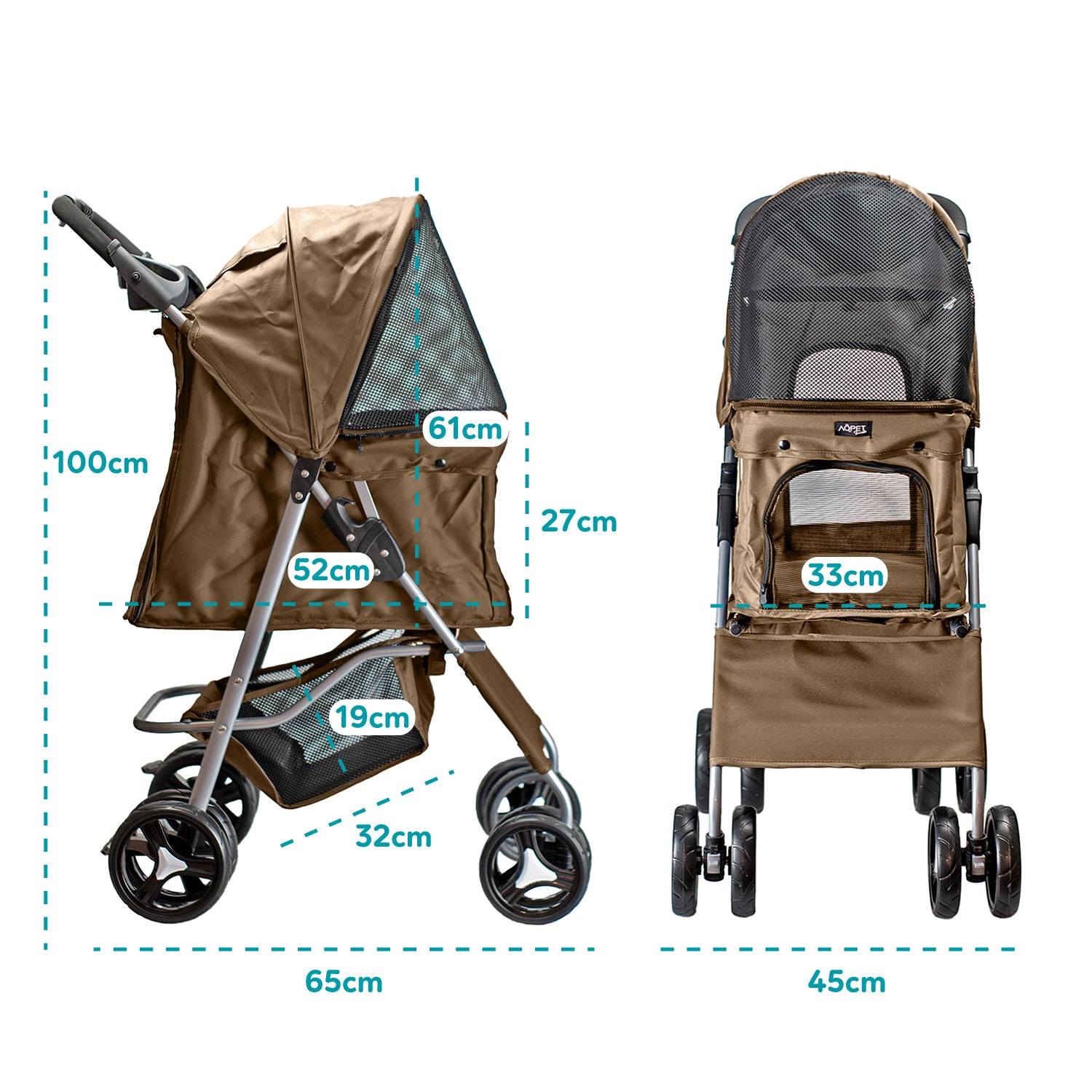 AQPET FRIENDS COMFORTABLE AND PRACTICAL STROLLER FOR MEDIUM/SMALL SIZE DOGS