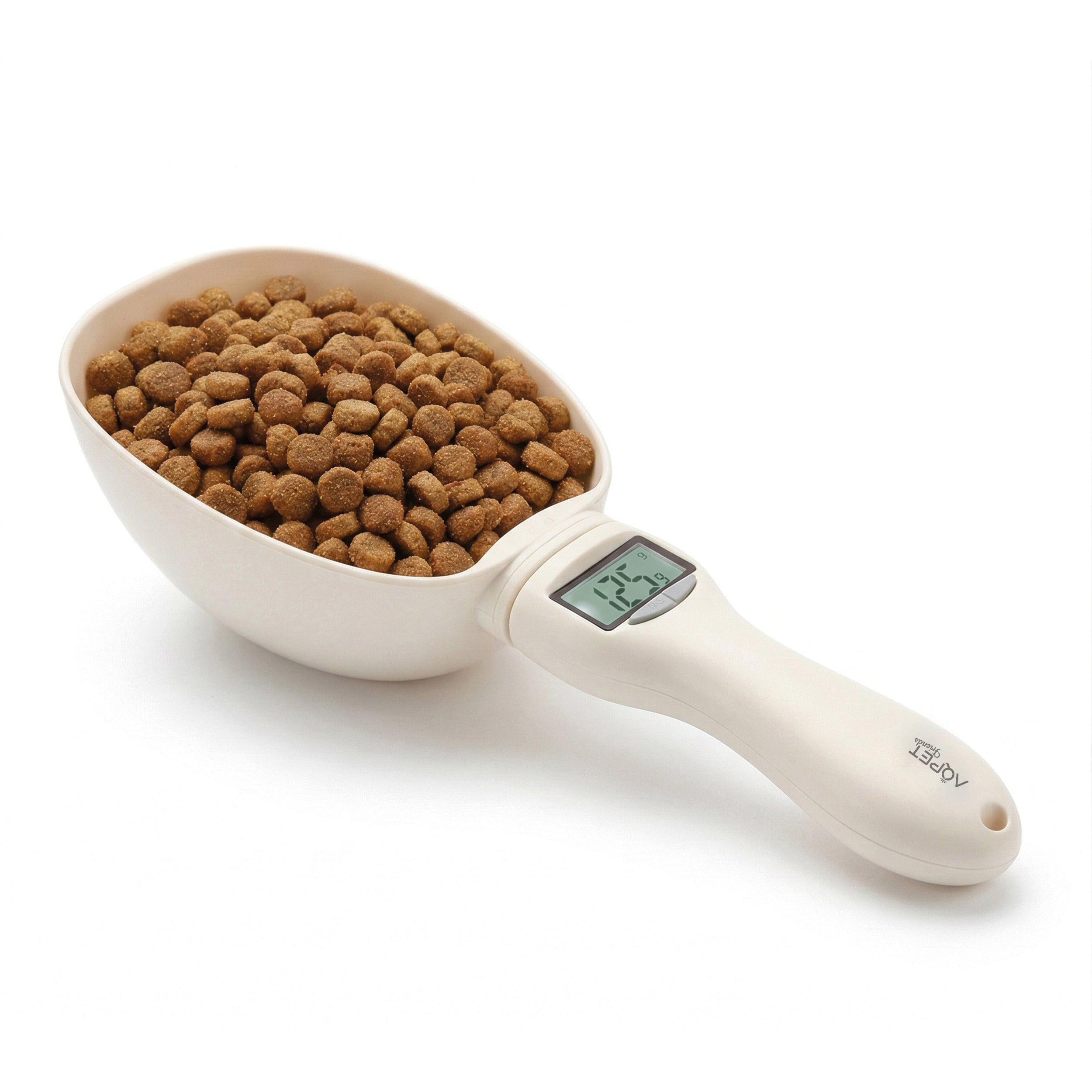 AQPET FRIENDS Bilancino Digitale per Cibo Cani con Display LCD Facile Lettura, Cucchiaio Dosatore di Precisione per Alimenti e Crocchette, peso fino a 800gr.