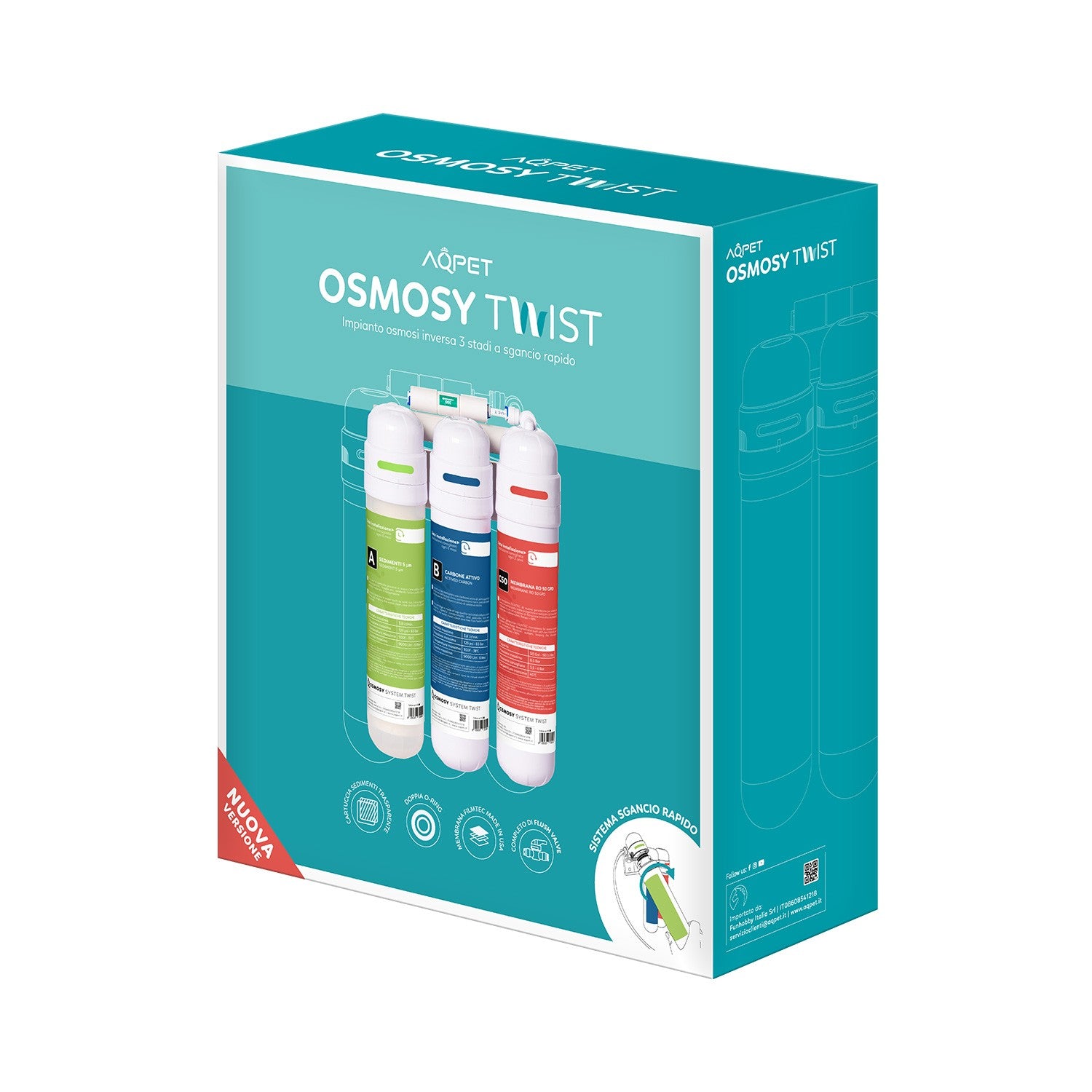 AQPET OSMOSY TWIST 3 STAGE REVERSE OSMOSIS SYSTEM FILMATEC NEW QUICK RELEASE SYSTEM
