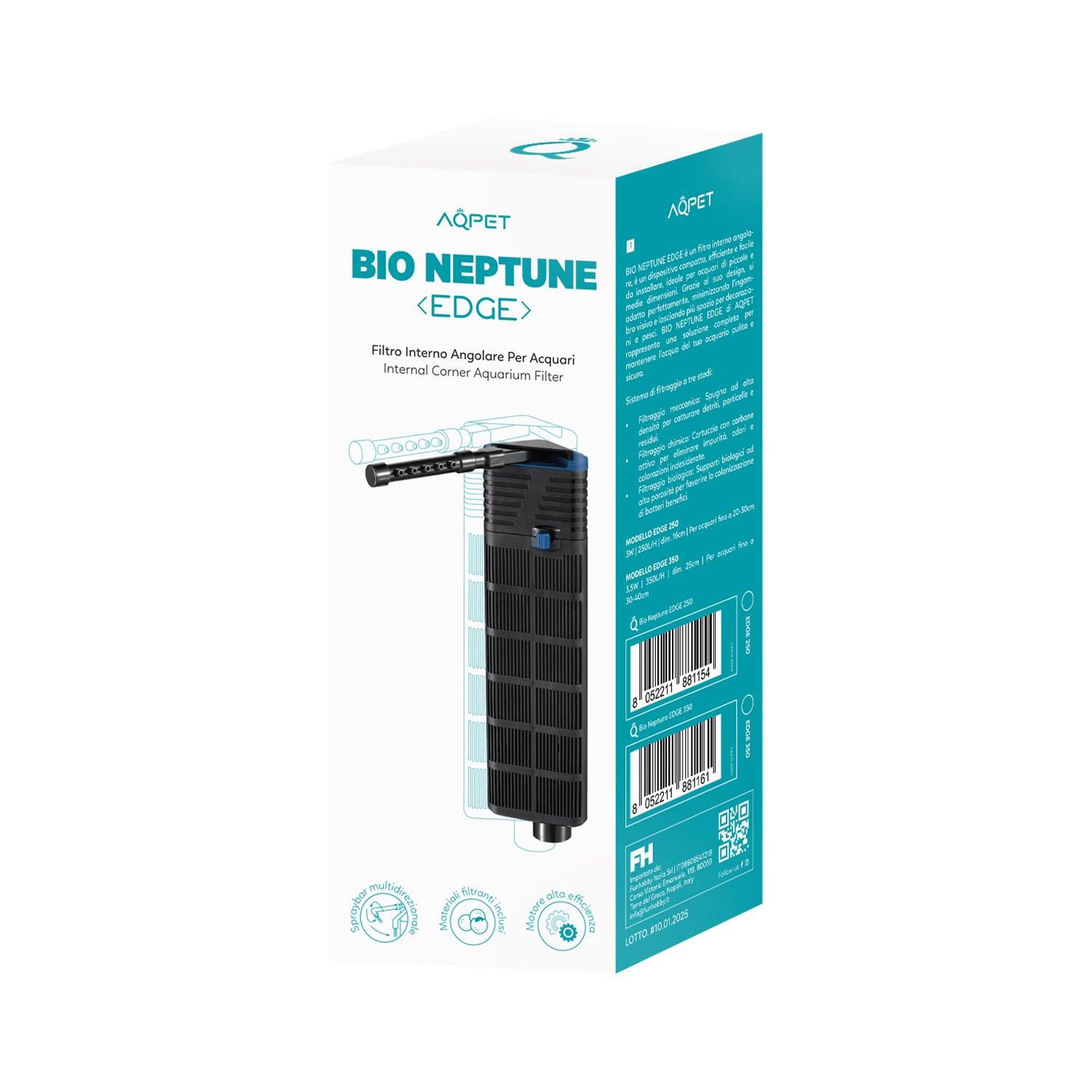 AQPET BIO NEPTUNE EDGE 350 FILTRO INTERNO ANGOLARE