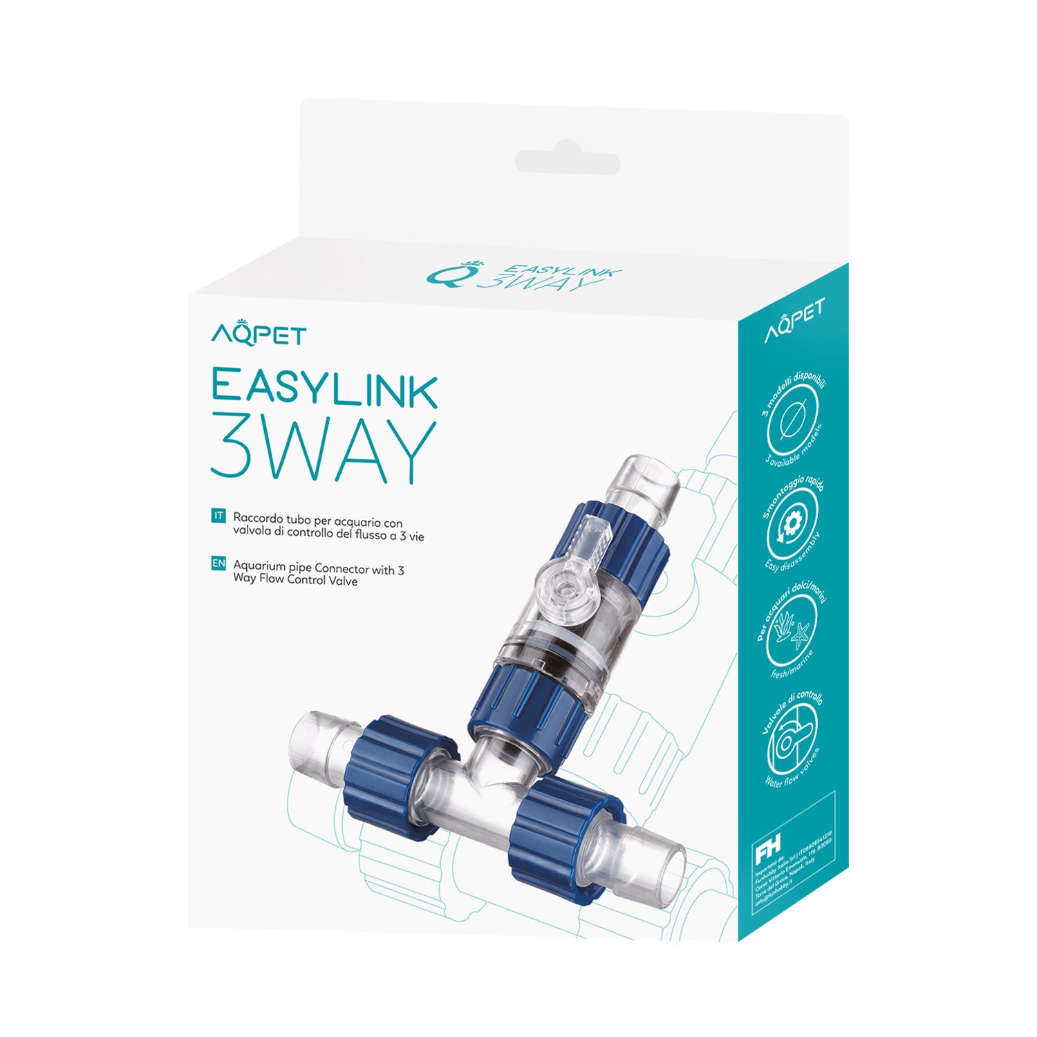AQPET RACCORDO PER TUBI CON VALVOLA EASYLINK 3WAY