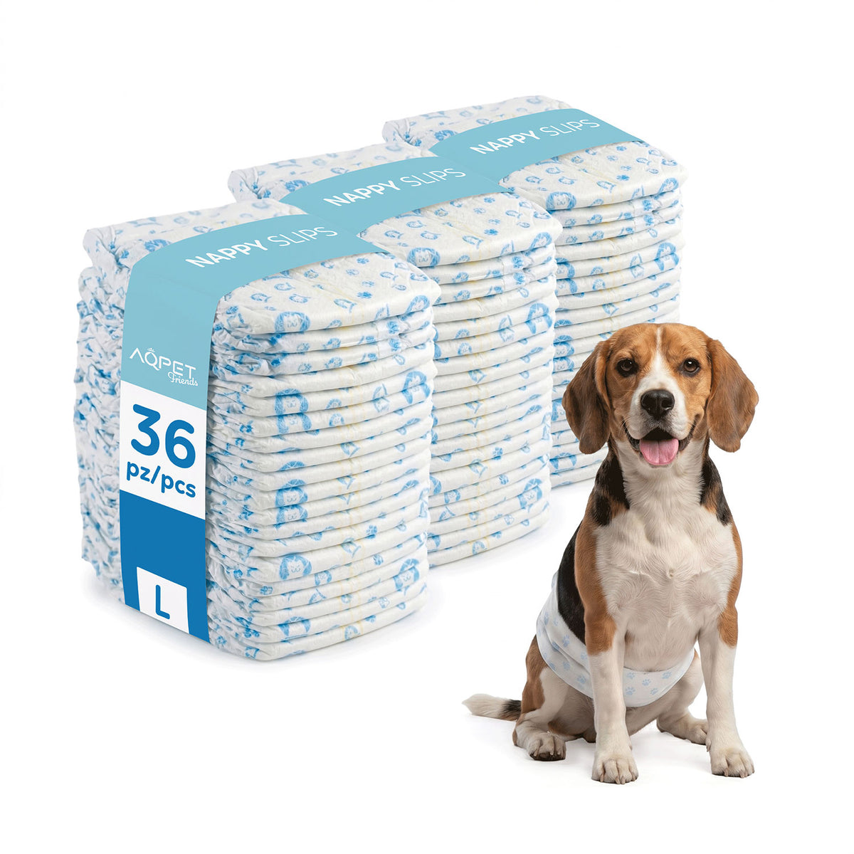 AQPET FRIENDS Nappy Slips Pañales de banda para perros machos 36 unidades Absorbentes Higiene diaria