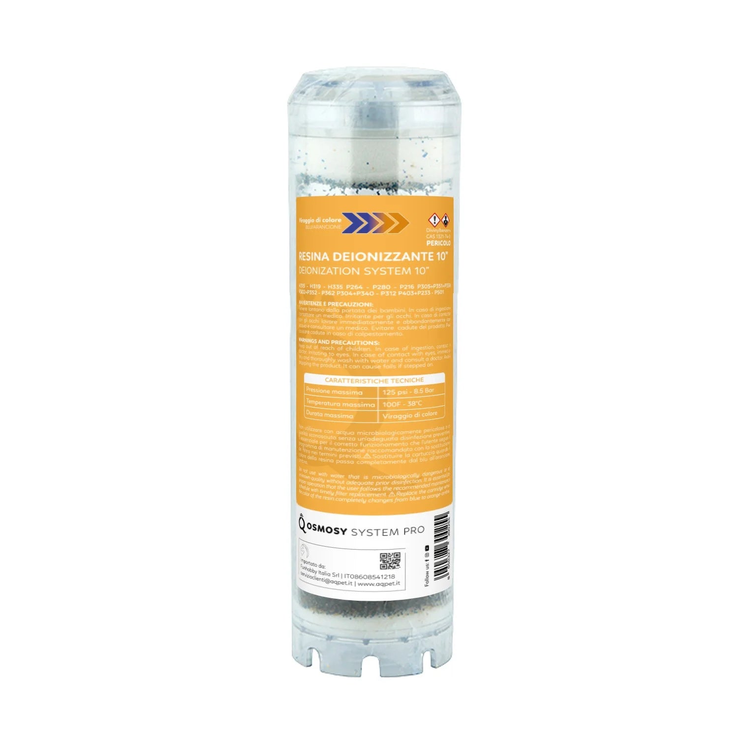 AQPET RICAMBIO RESIL CARTUCCIA RESINA VIRAGGIO DI COLORE PER IMPIANTI A BICCHIERE 4PRO 10"