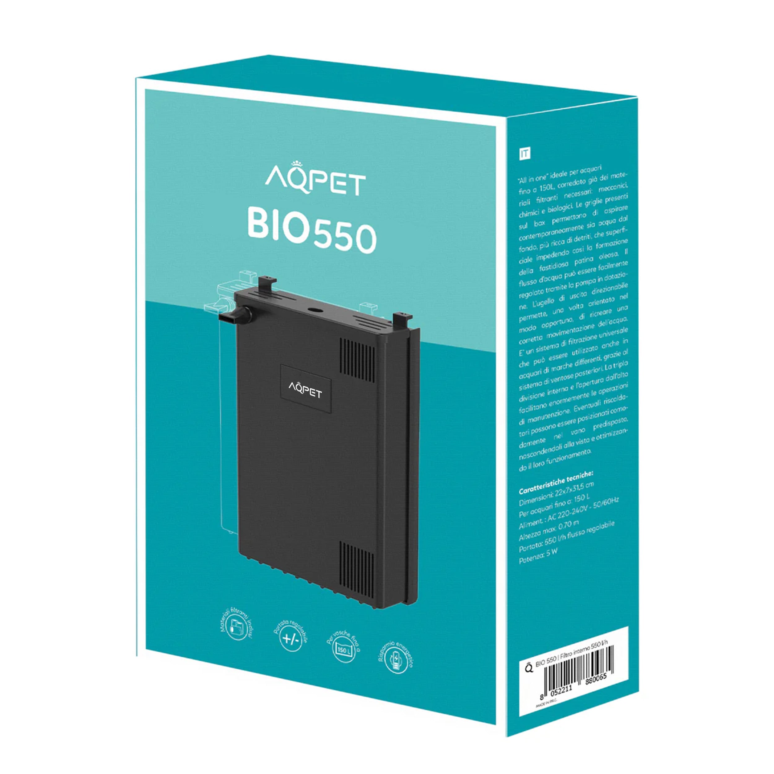 AQPET BIO 550 LT/H FILTRO INTERNO COMPLETO UNIVERSALE- 150 LT