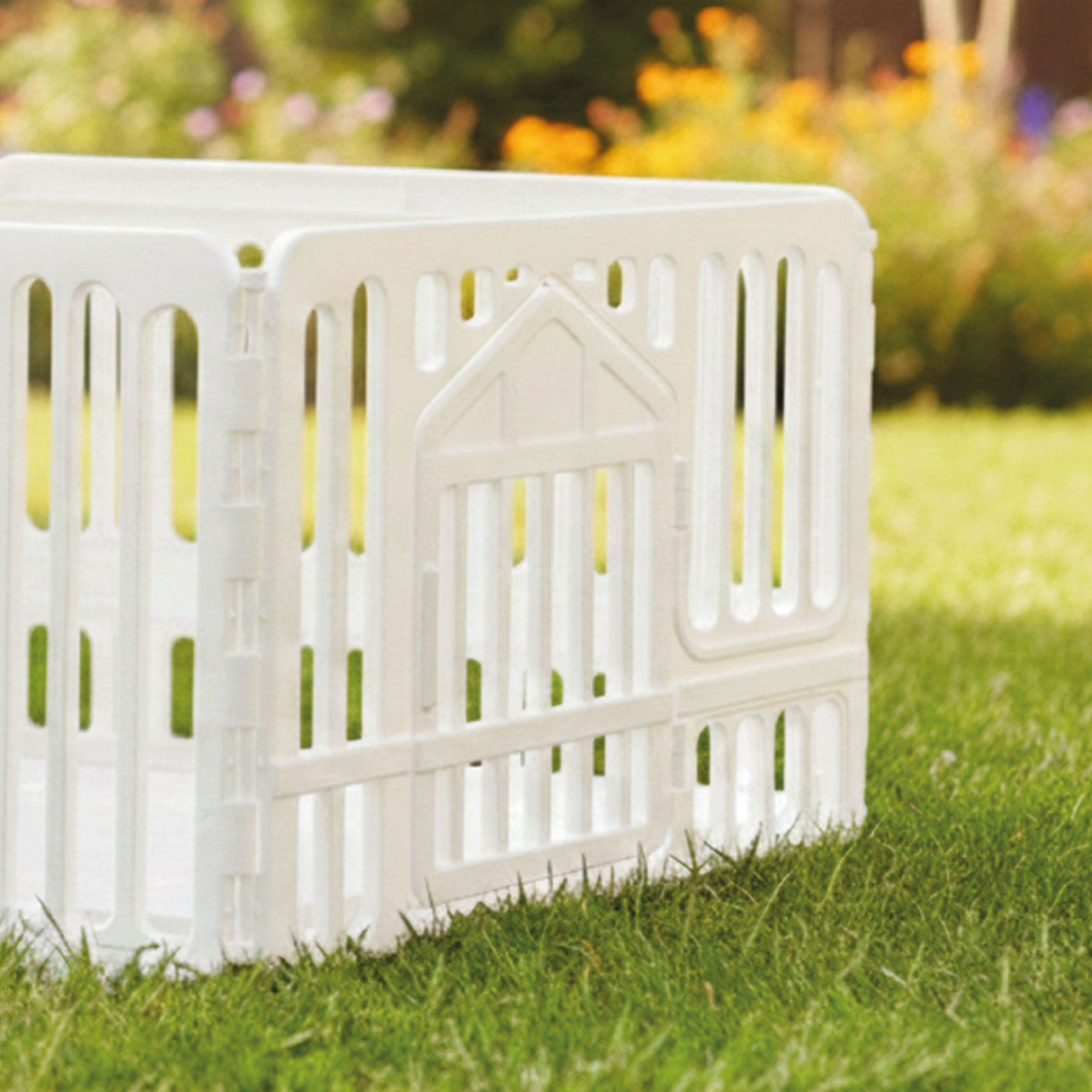 AQPET FRIENDS Recinto per Cani da Interno 97x97x60h cm in plastica con Porta – Box Modulare colore Bianco per Cuccioli e Animali Domestici – Parco Recinzione per Casa, Gatti e Cani