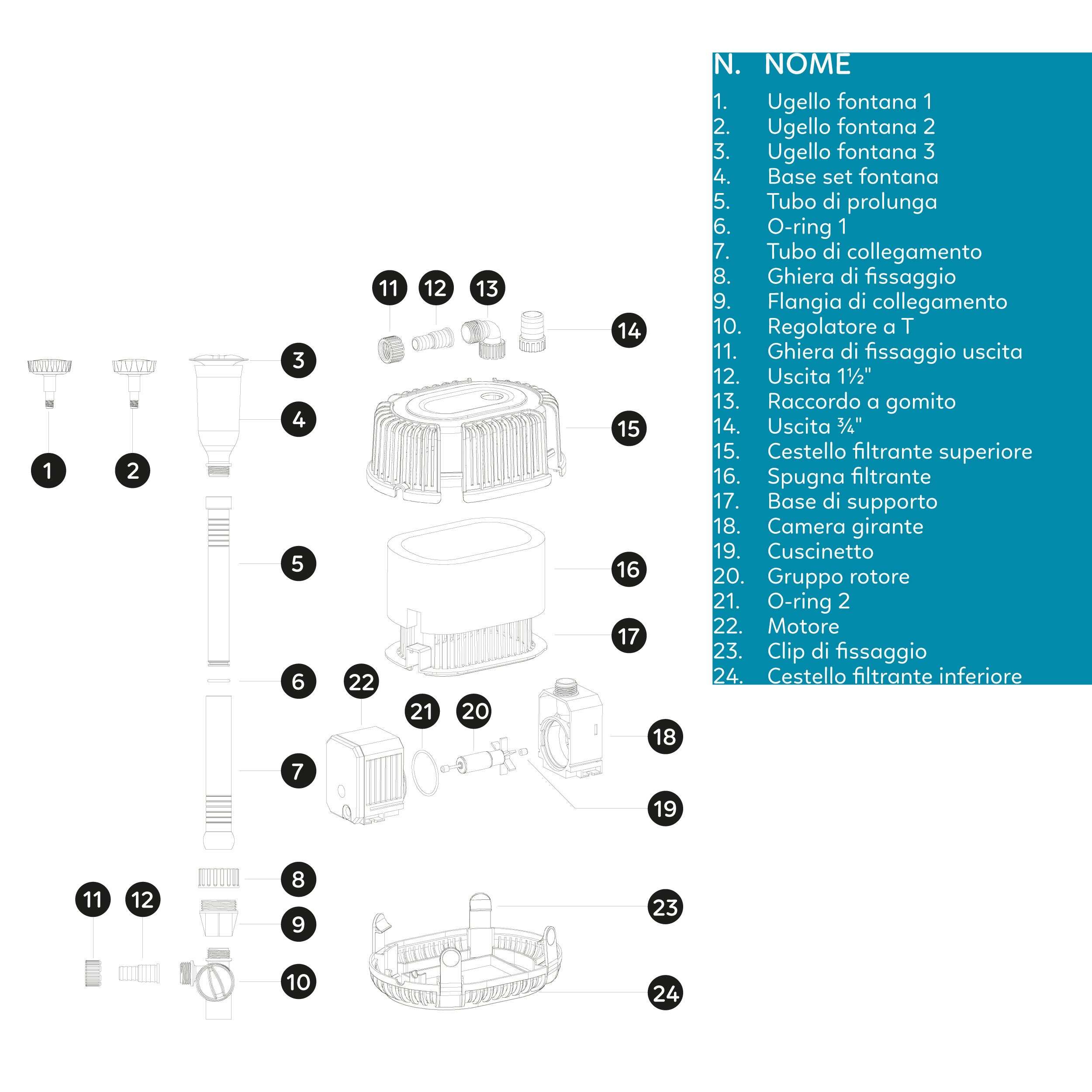 AQPOND SKYFLOW 20 POMPA GIOCHI D'ACQUA LAGHETTO