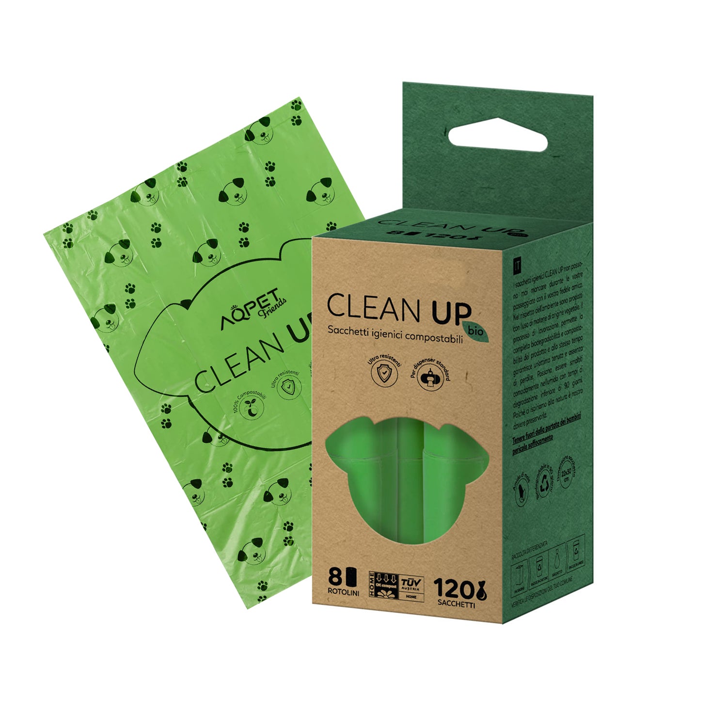 AQPET FRIENDS CLEAN UP BIO SACCHETTI IGIENICI COMPOSTABILI 8X15 - 120 SACCHETTI