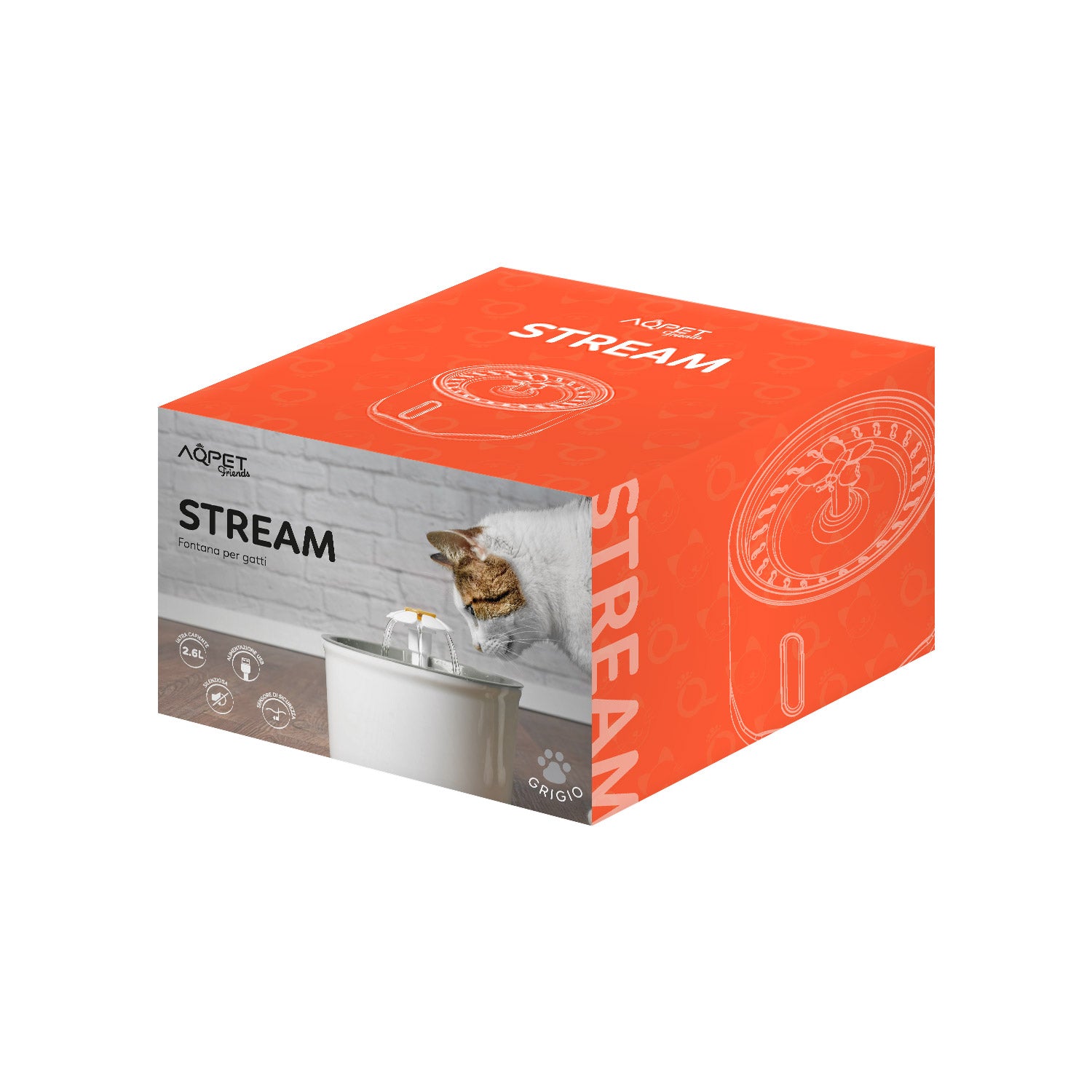 AQPET FRIENDS STREAM FONTANA PER GATTI COMPLETA  2.6 LITRI