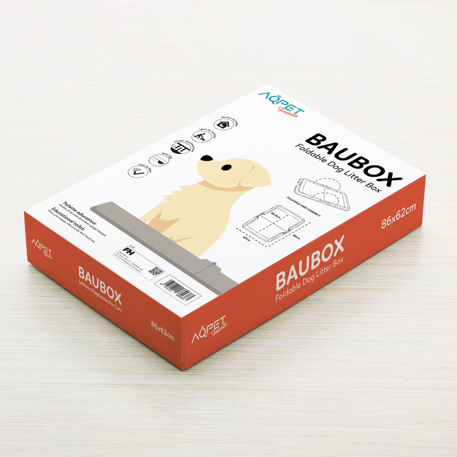 AQPET FRIENDS BAUBOX LETTIERA PIEGHEVOLE PER CANI 60X90 CM