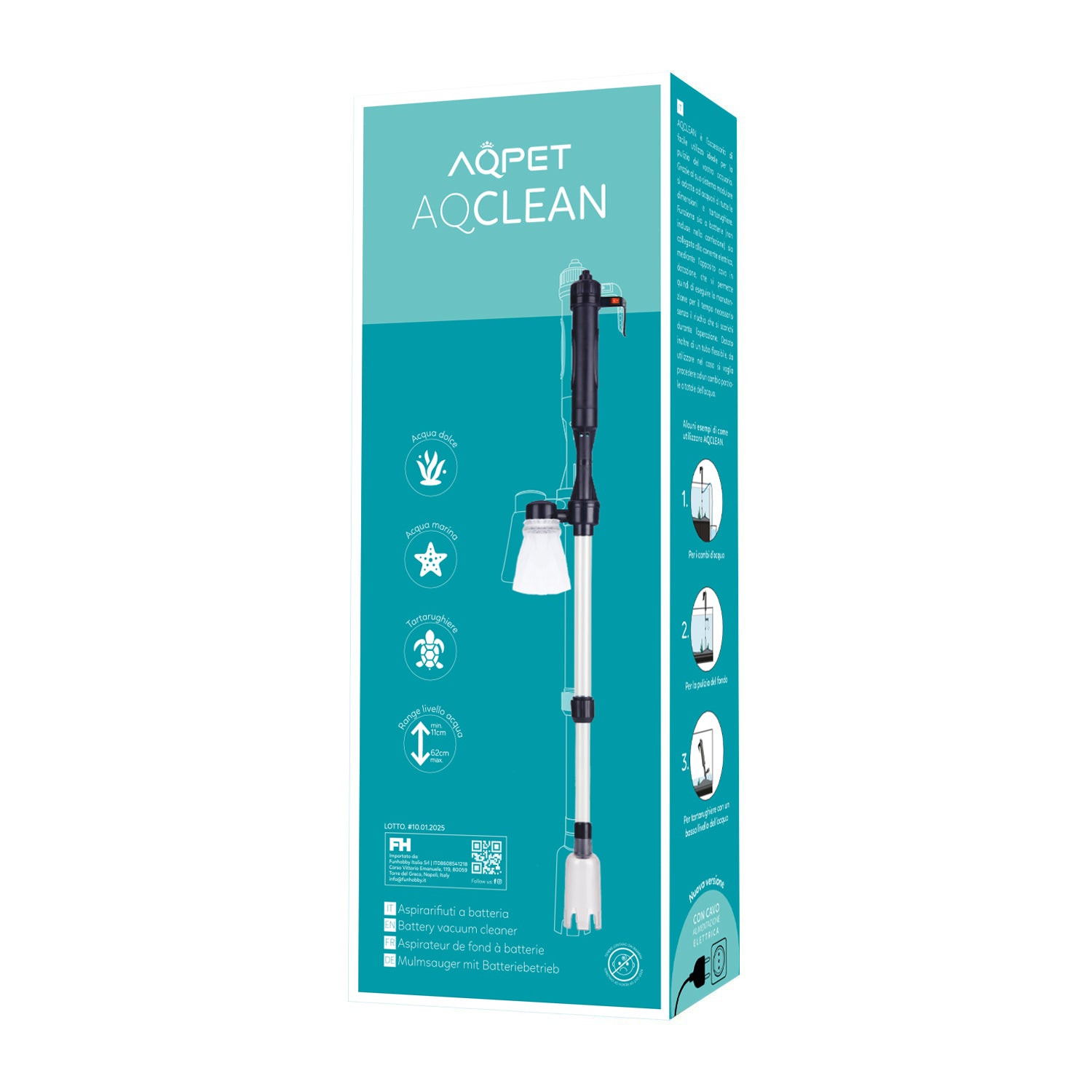 AQPET ASPIRARIFIUTI AQCLEAN A BATTERIA CON ALIMENTATORE 12V