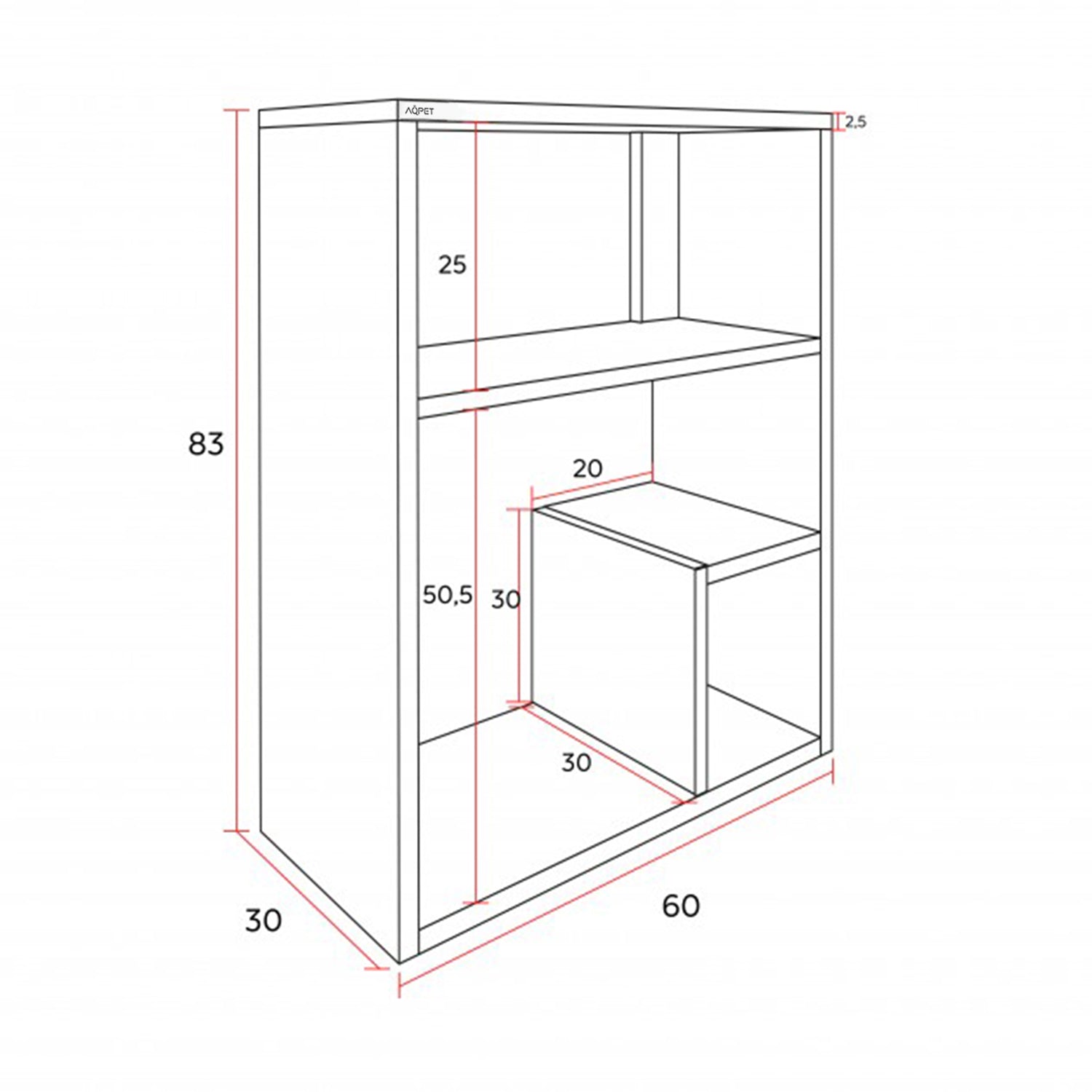 AQPET CABINET SUPPORT DESIGN 60 COLOR WHITE WOOD