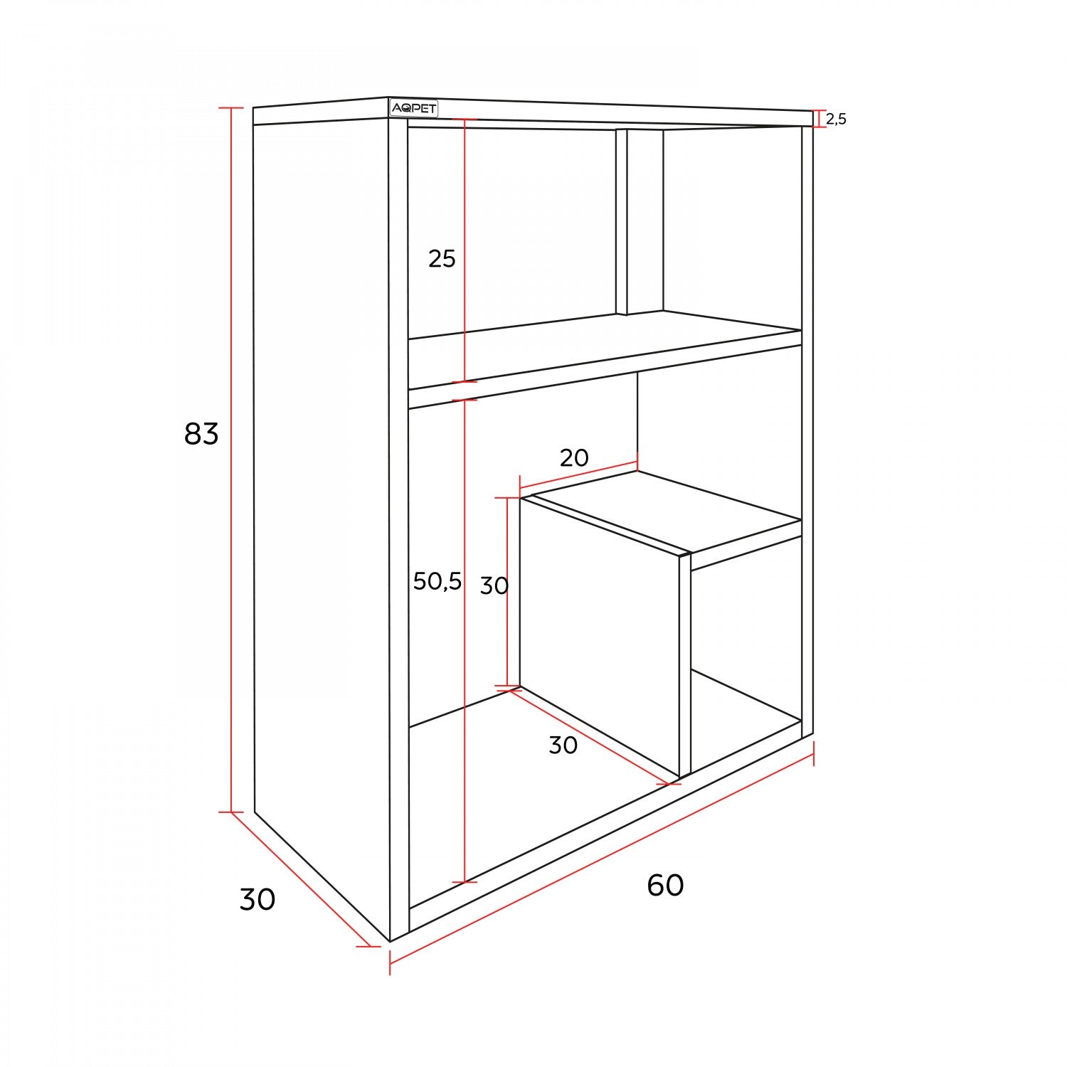 AQPET CABINET SUPPORT DESIGN 60 COLOR NATURE WOOD