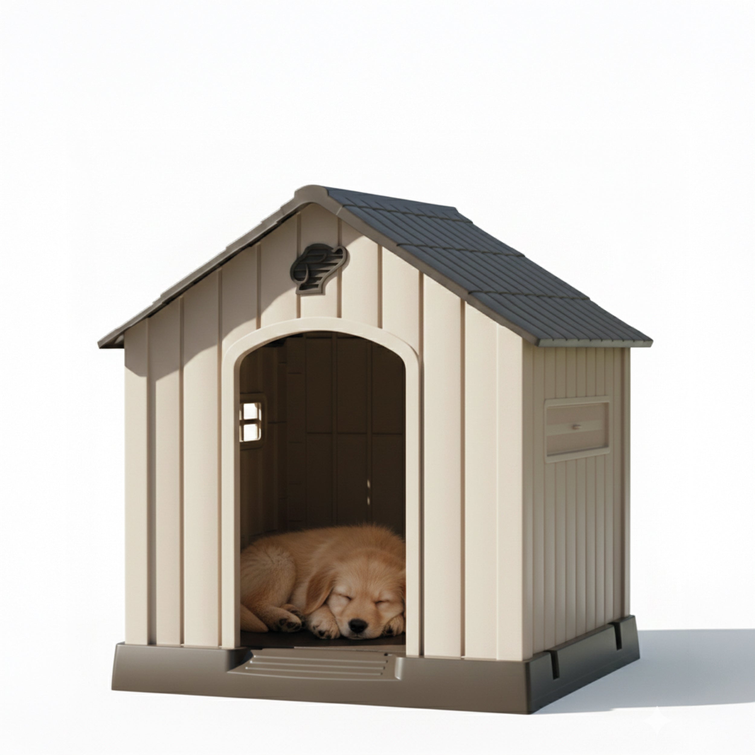 AQPET FRIENDS Cuccia per Cani in Plastica Impermeabile da Esterno e Interno – Casetta con Pavimento Rialzato e Sistema di Ventilazione – Rifugio Resistente