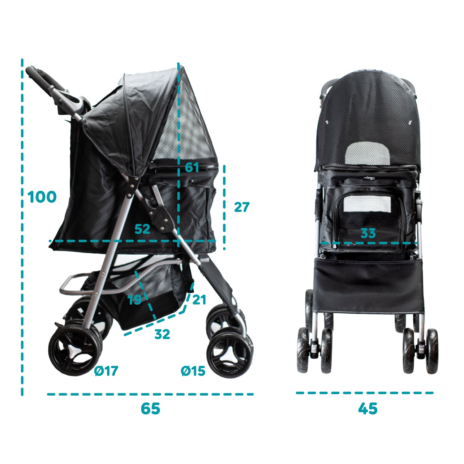 AQPET FRIENDS PETBUGGY PASSEGGINO COMODO E PRATICO PER CANI TAGLIA MEDIA/ PICCOLA