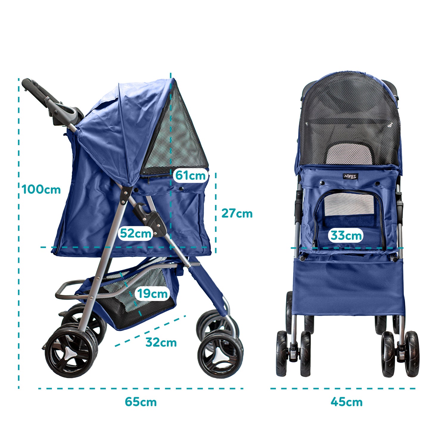 AQPET FRIENDS PETBUGGY PASSEGGINO COMODO E PRATICO PER CANI TAGLIA MEDIA/ PICCOLA