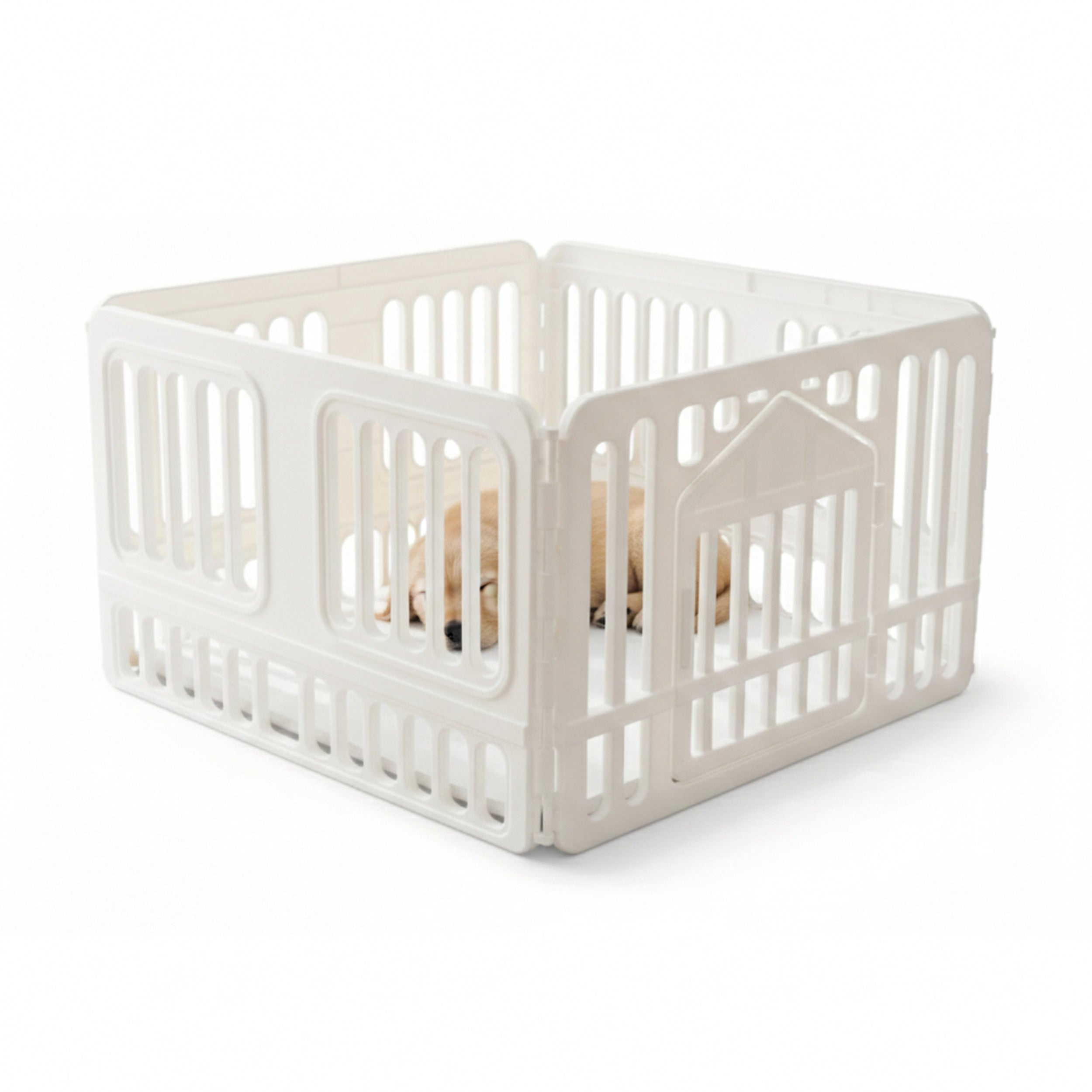 AQPET FRIENDS Recinto per Cani da Interno 97x97x60h cm in plastica con Porta – Box Modulare colore Bianco per Cuccioli e Animali Domestici – Parco Recinzione per Casa, Gatti e Cani