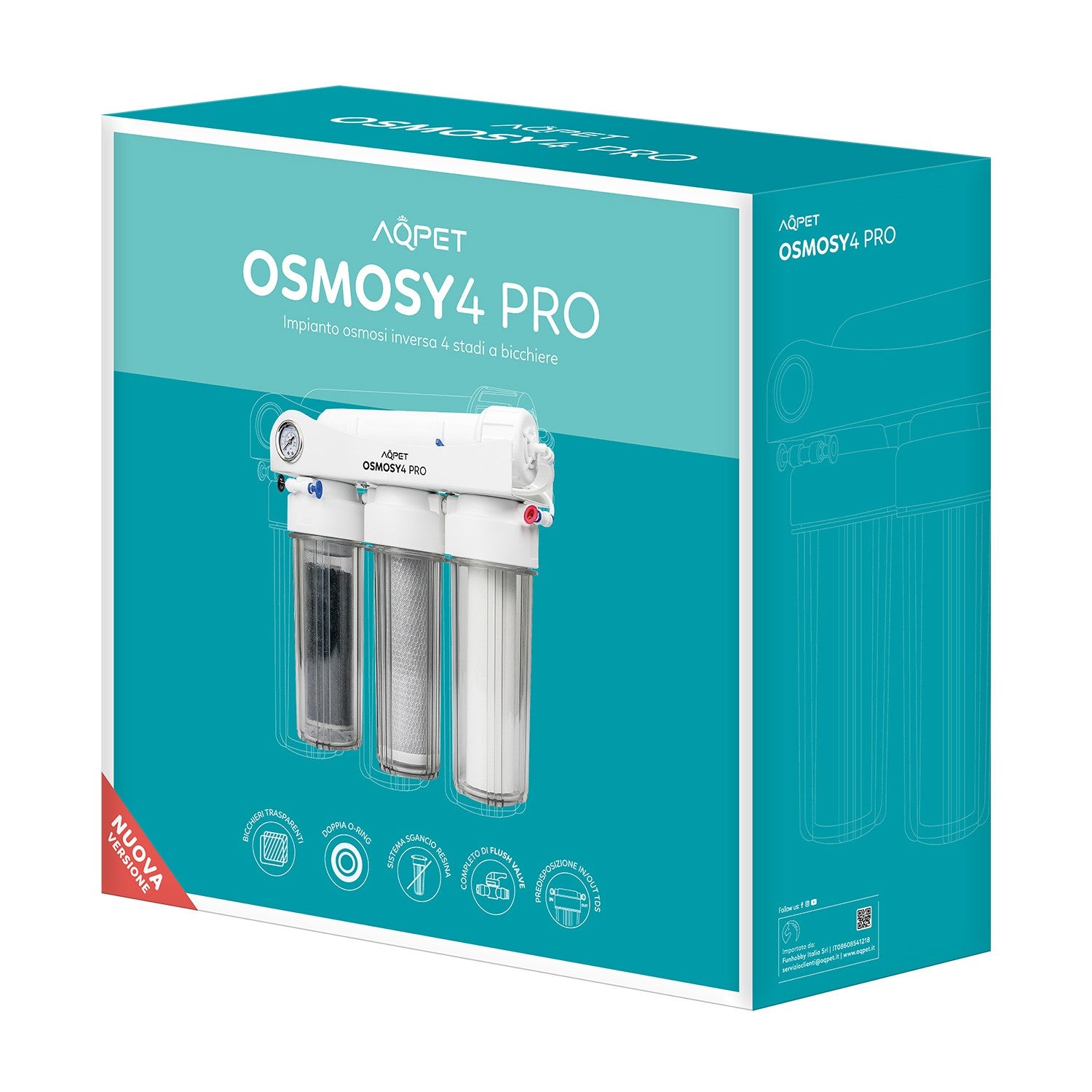 AQPET OSMOSY4 IMPIANTO OSMOSI 4 STADI BICCHIERI 10" PRO