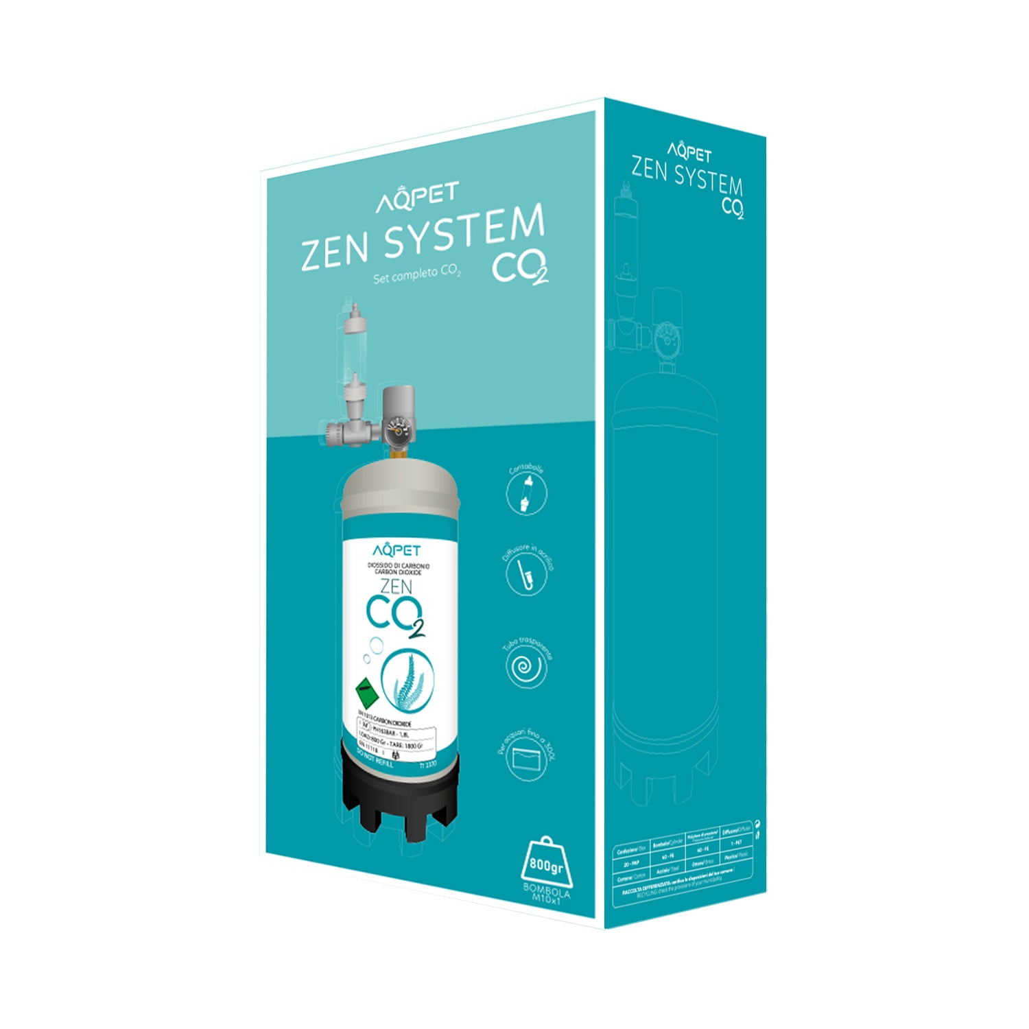 AQPET ZEN SYSTEM CO2 IMPIANTO CO2 COMPLETO PER ACQUARI